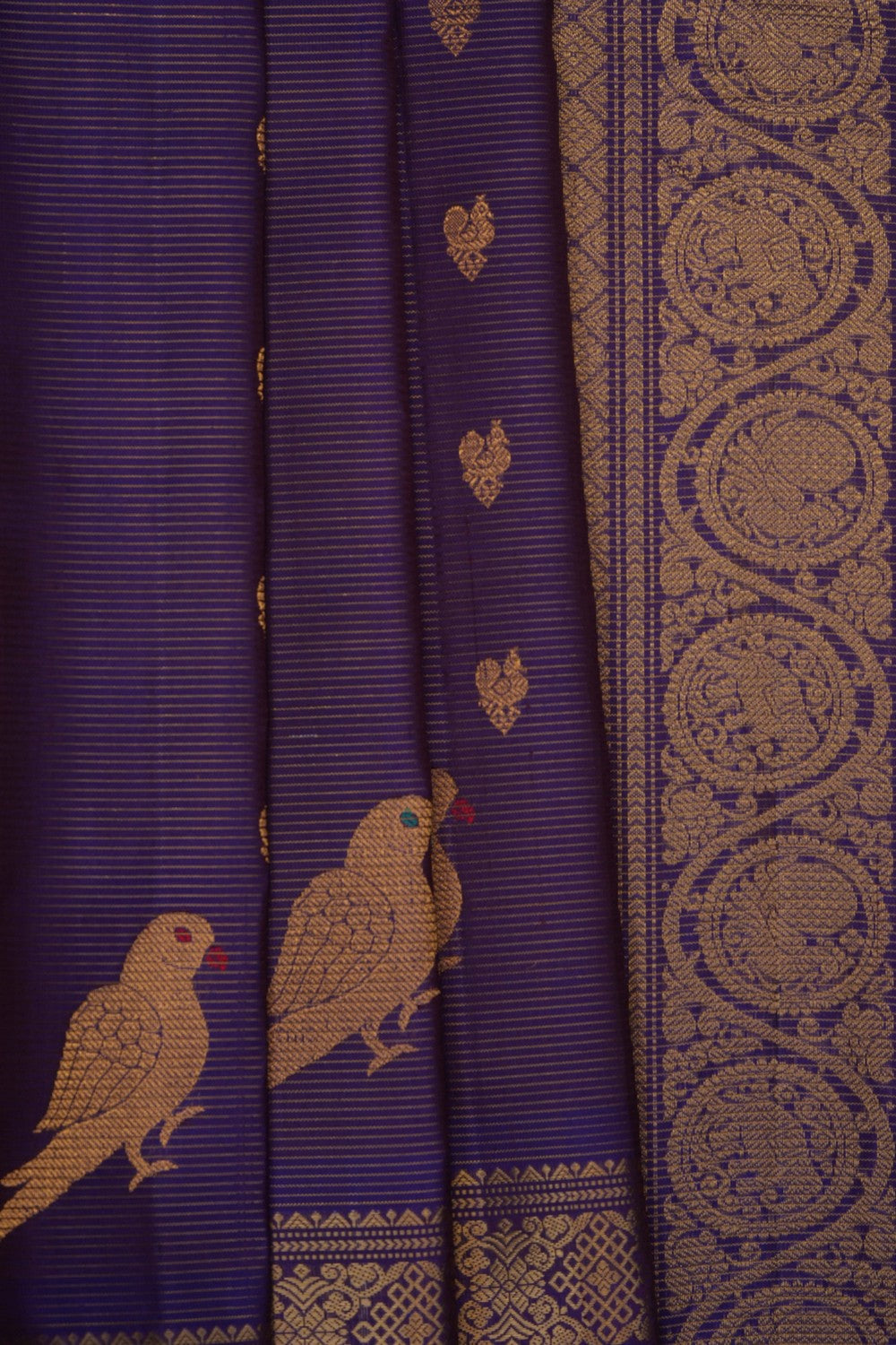 Image of Purple Gadwal Silk Kattam Saree