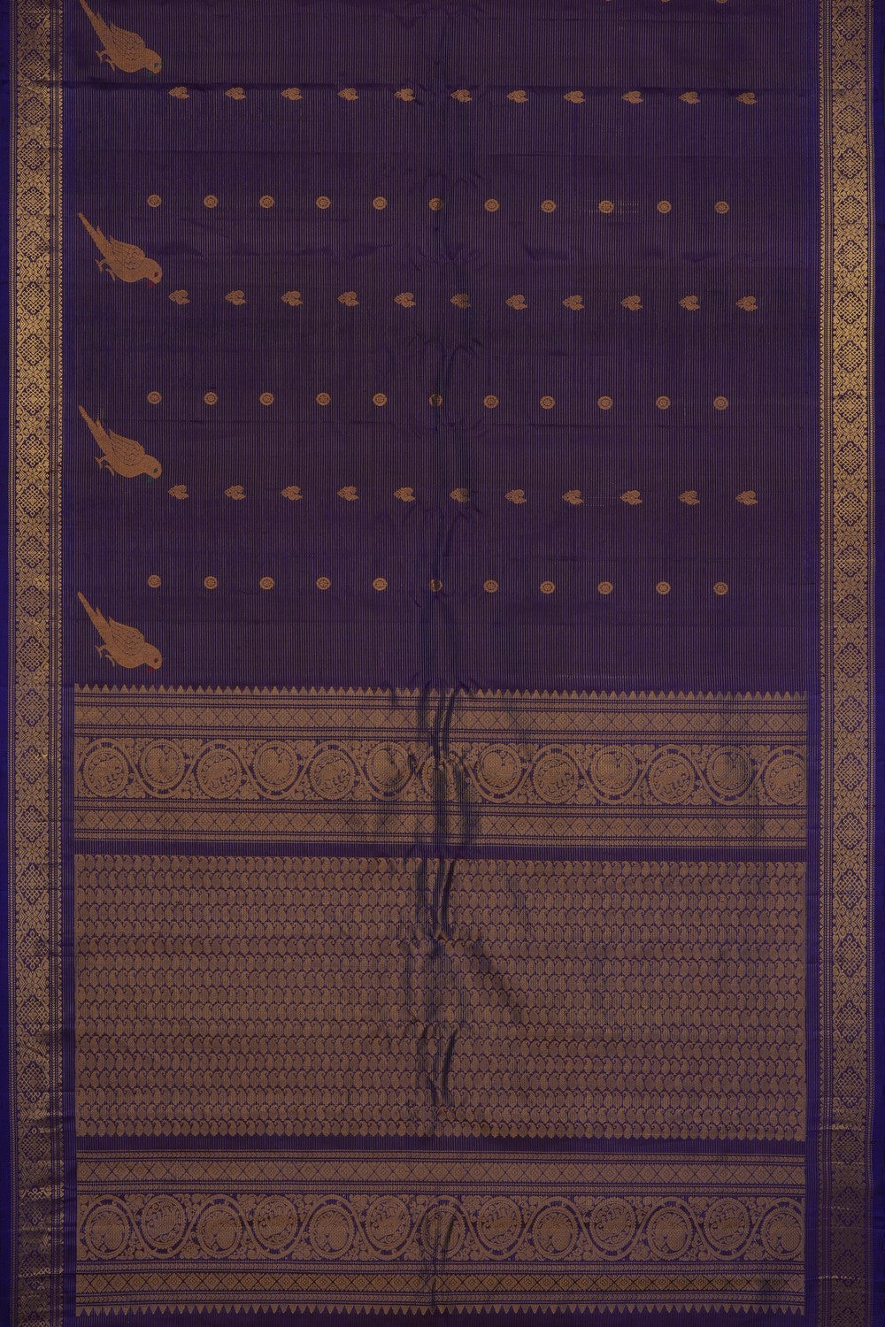 Image of Purple Gadwal Silk Kattam Saree