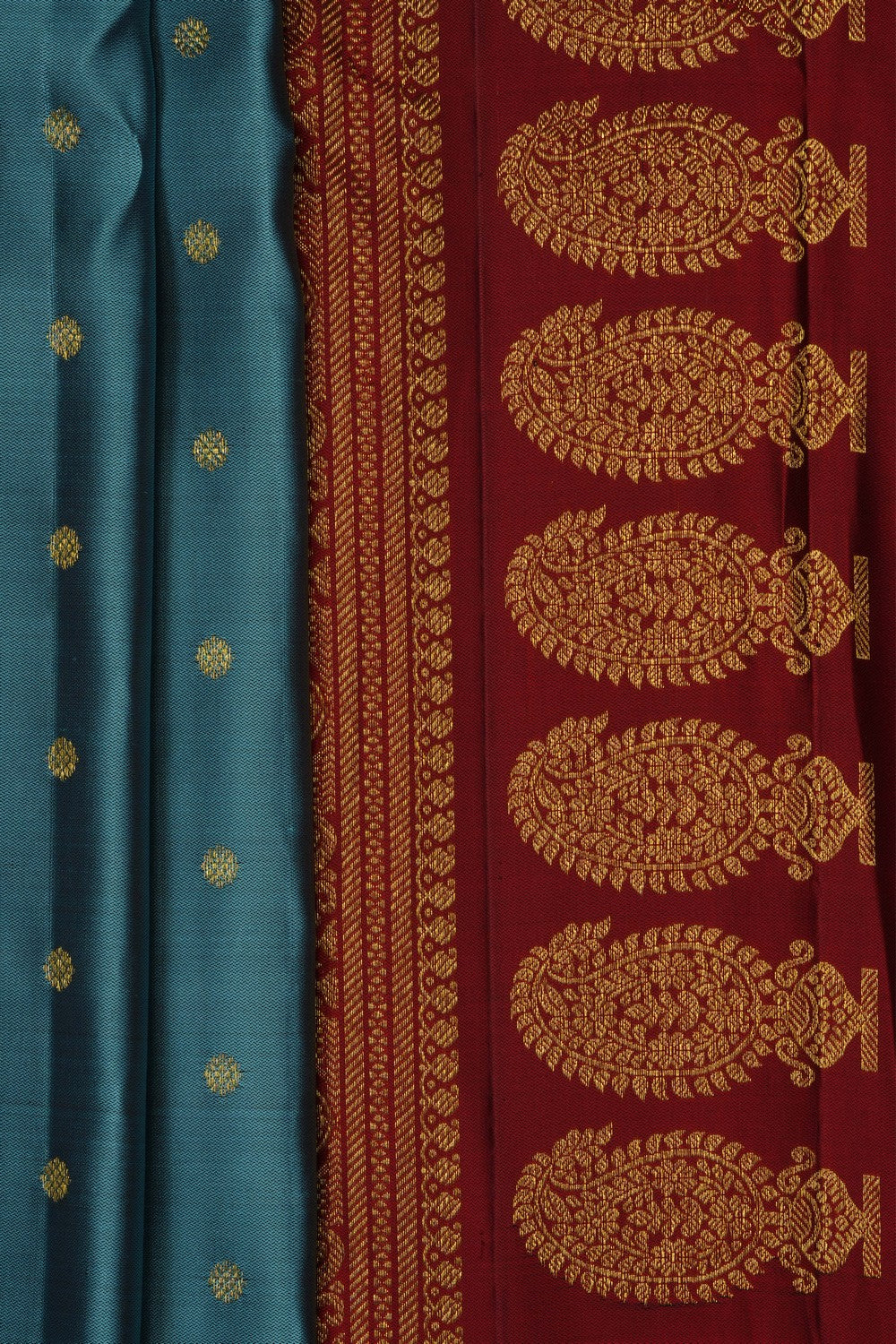 Image of Smoky Blue Gadwal Silk Saree