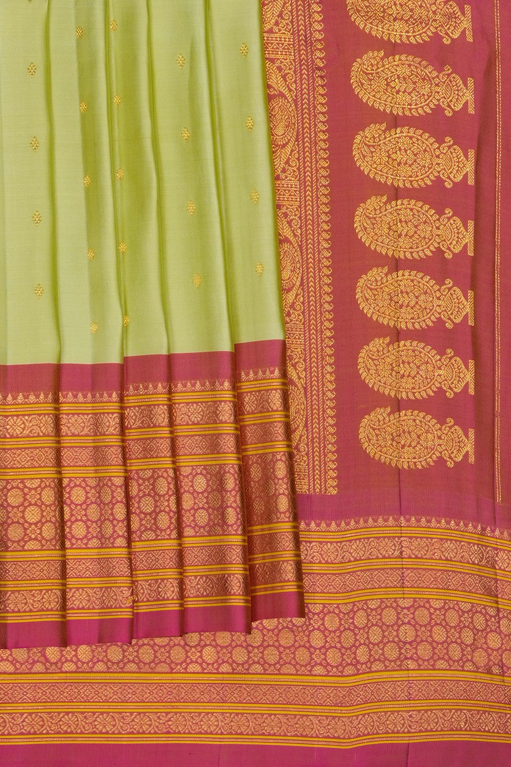 Image of Sage Green Gadwal Silk Saree