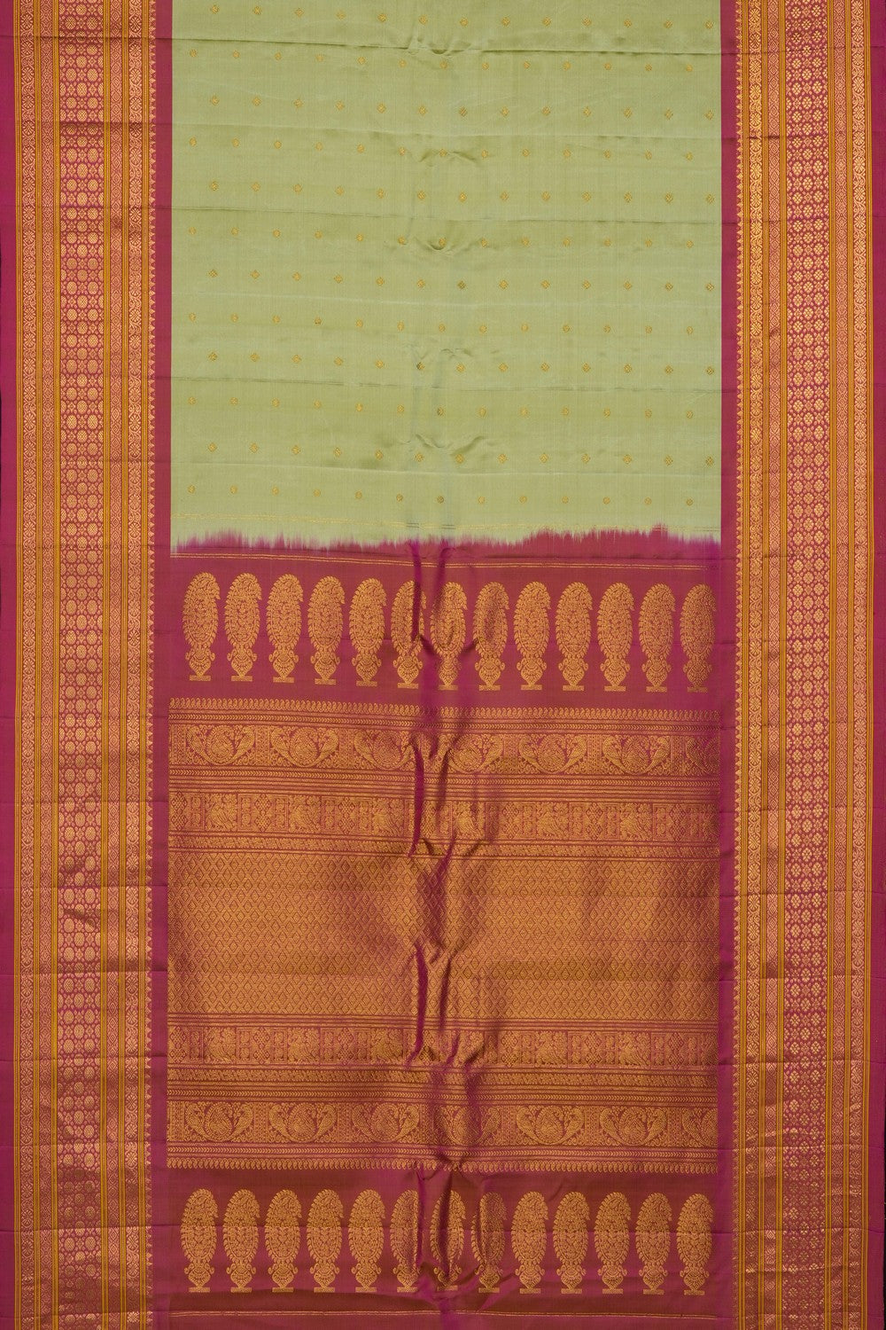 Image of Sage Green Gadwal Silk Saree