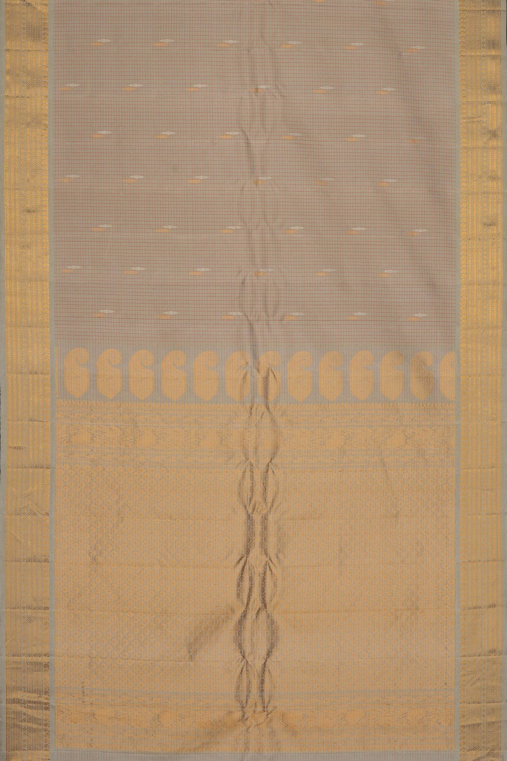 Image of Beige Gadwal Silk Kattam Saree