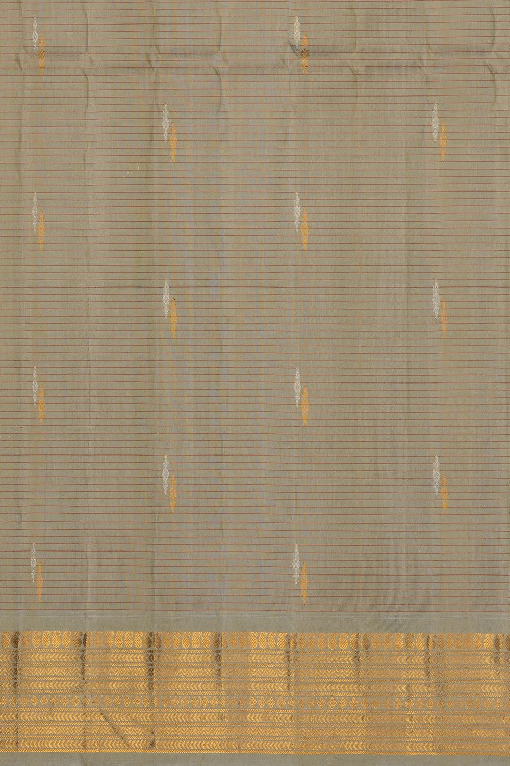 Image of Beige Gadwal Silk Kattam Saree
