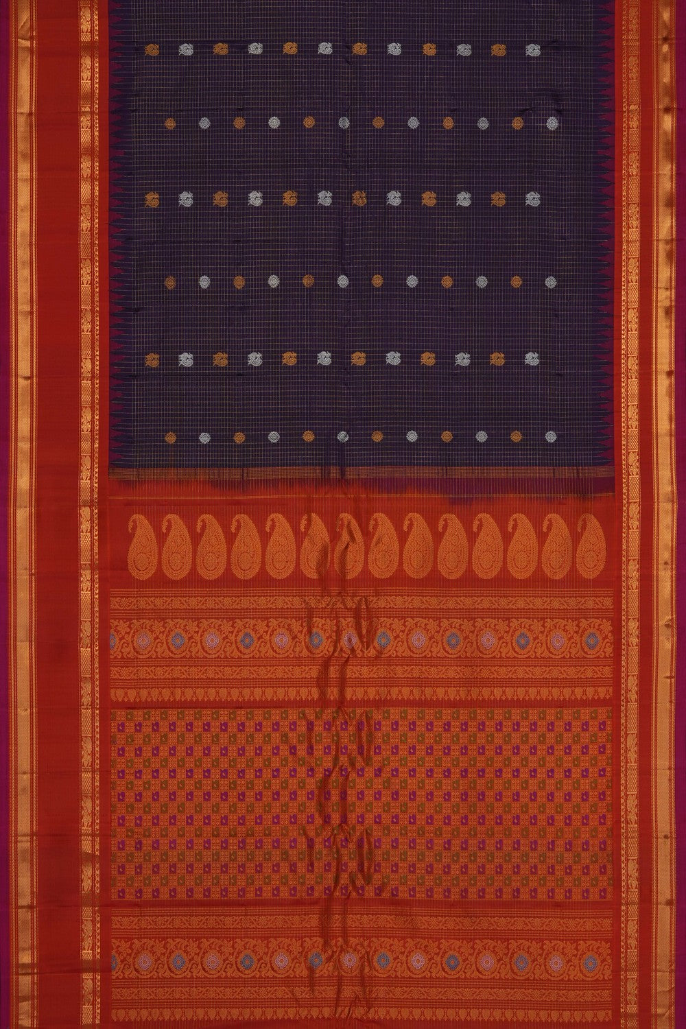 Image of Purple Gadwal Silk Kattam Saree