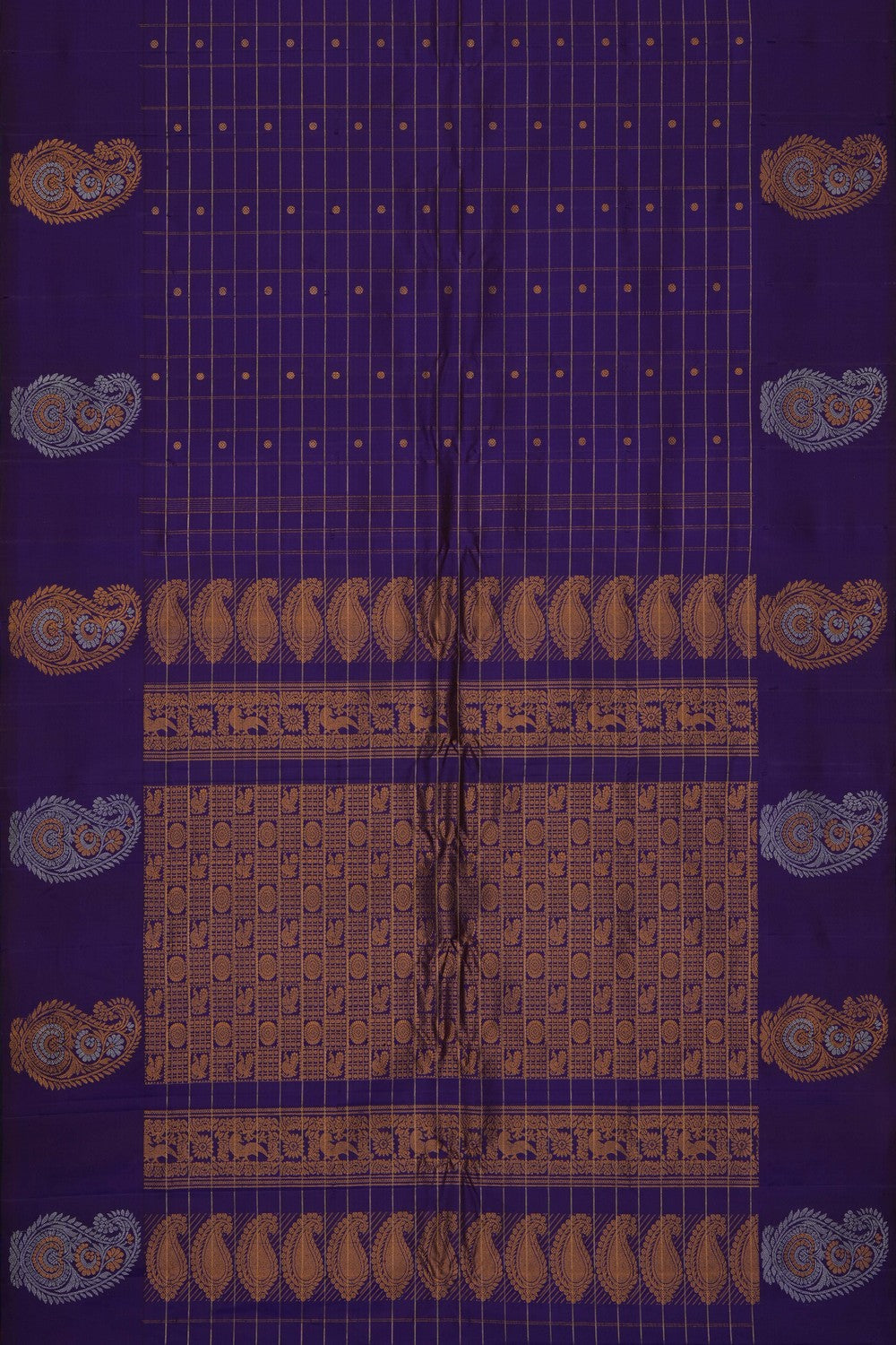 Image of Purple Gadwal Silk Kattam Saree