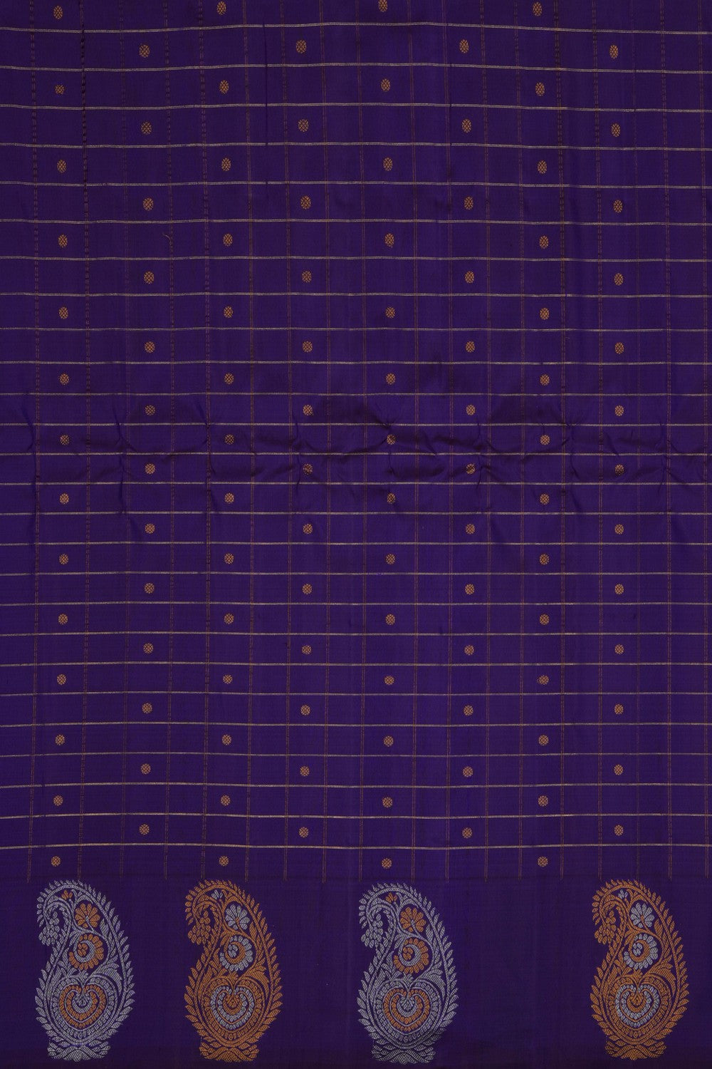 Image of Purple Gadwal Silk Kattam Saree