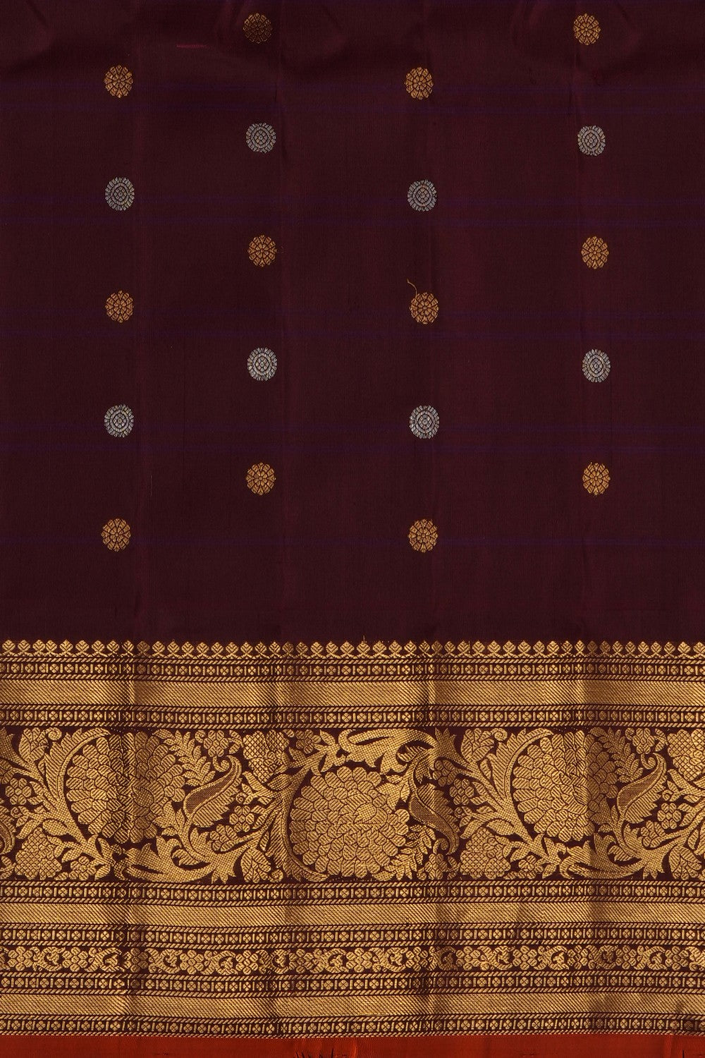 Image of Cream Gadwal Silk Kattam Saree