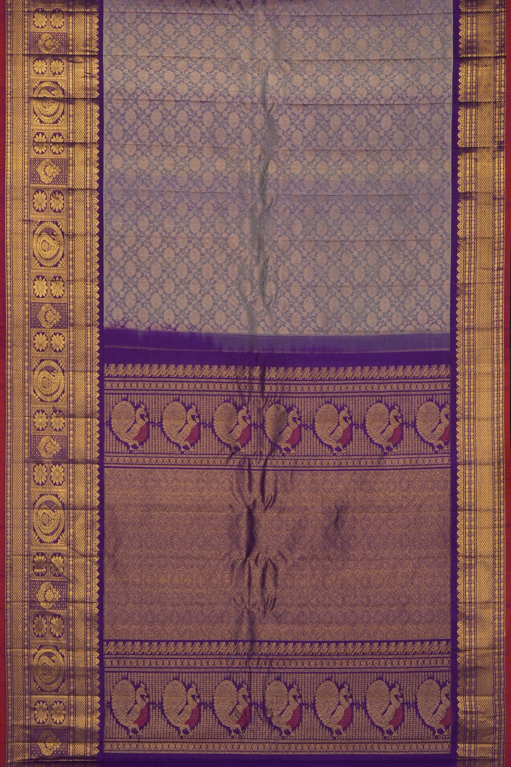 Image of Purple Gadwal Brocade Silk Saree