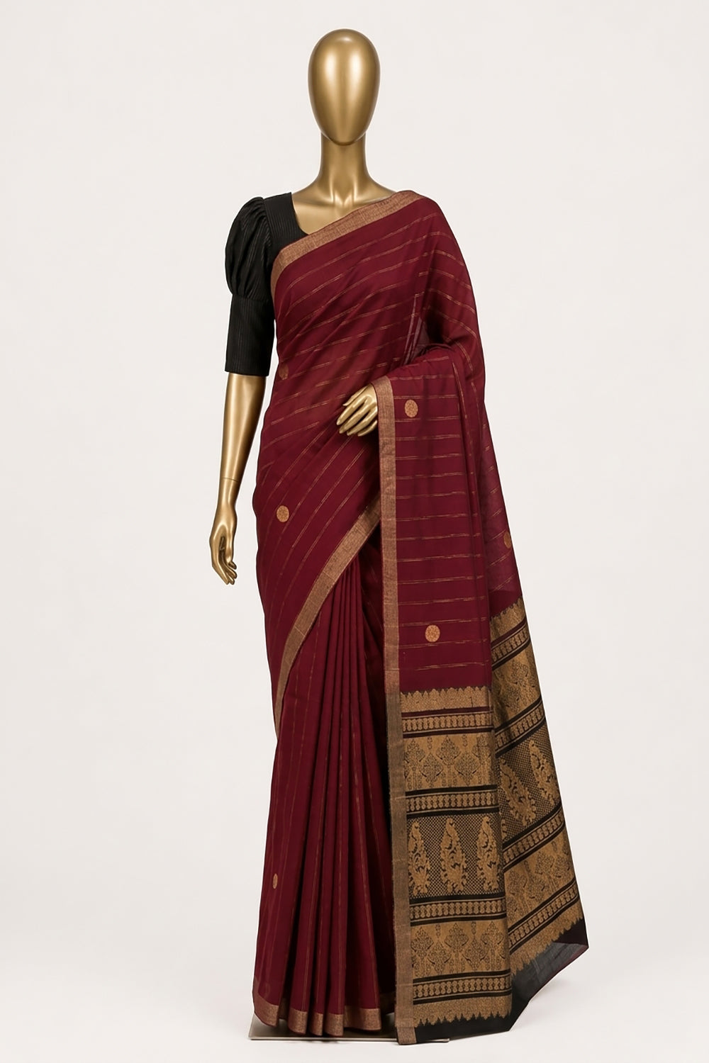 Image of Maroon South Silk Cotton Saree