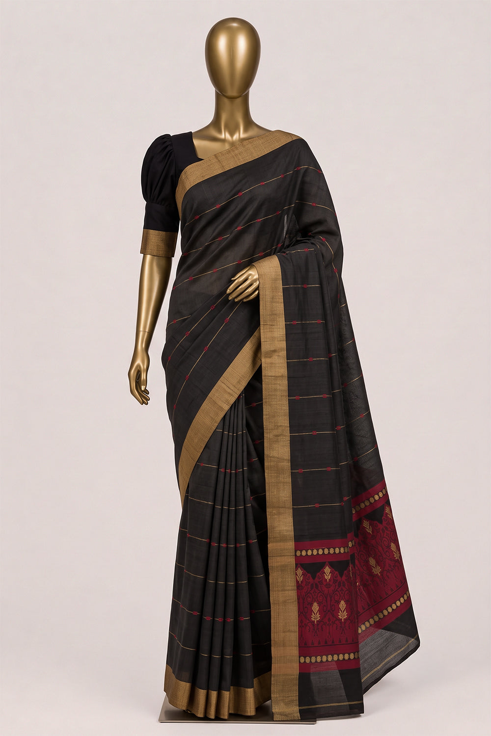 Image of Black South Silk Cotton Saree