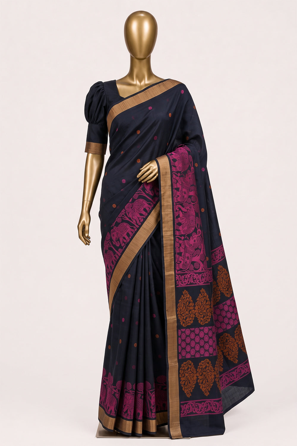 Image of Black South Silk Cotton Saree