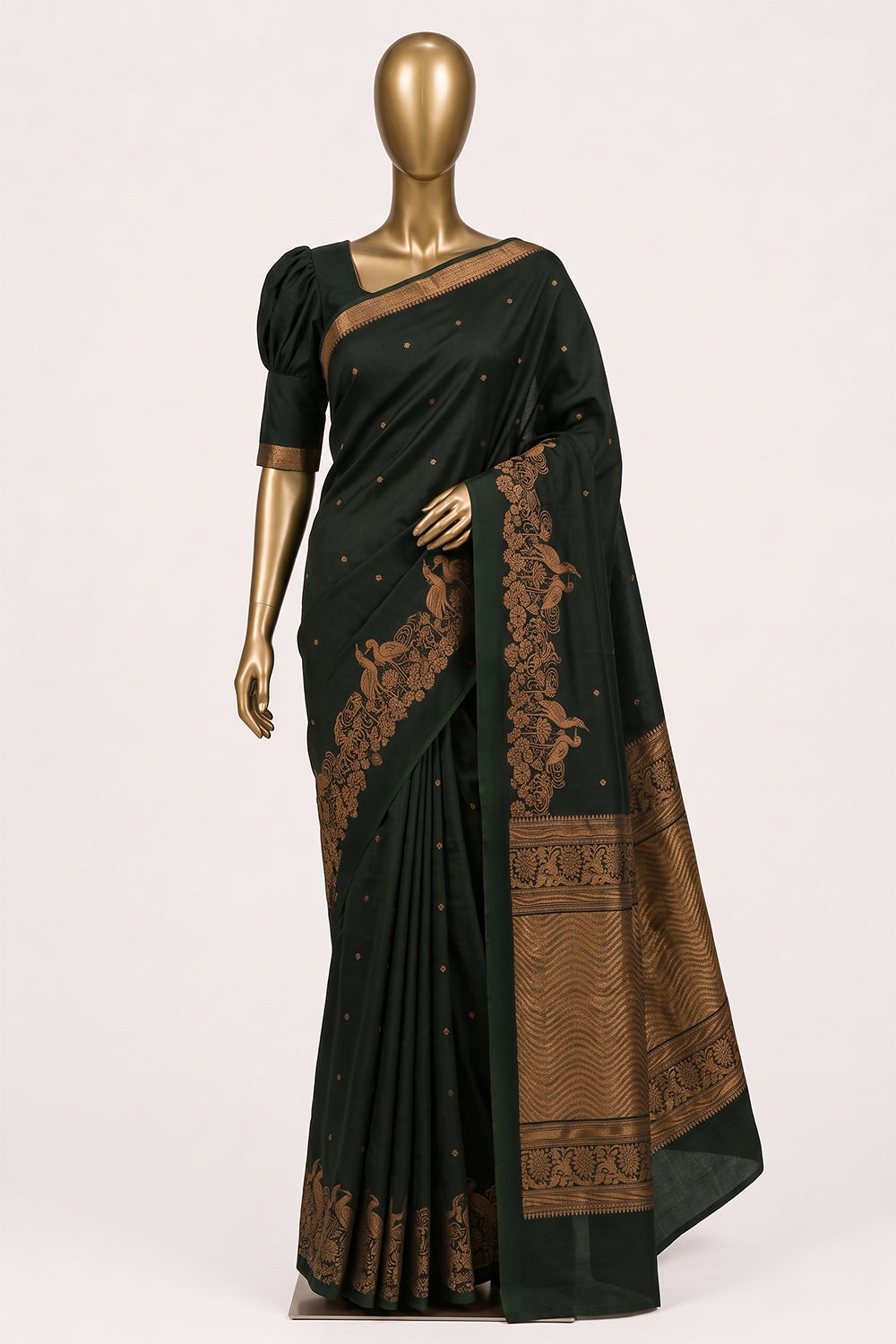 Image of Green South Silk Cotton Saree