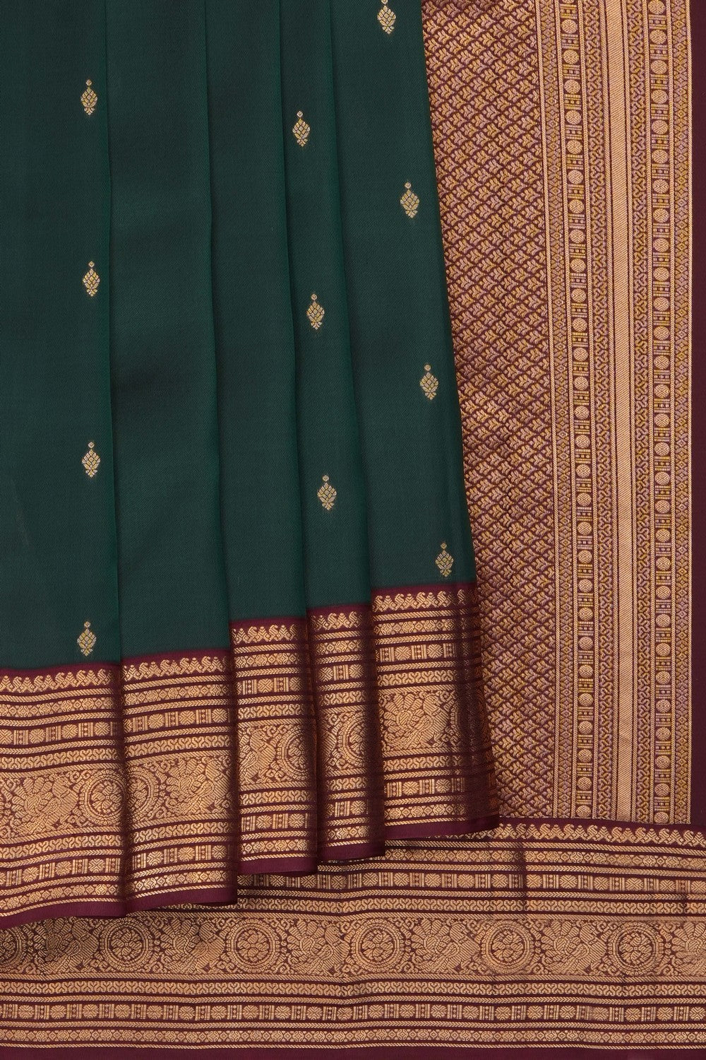 Image of Bottle Green South Silk Saree