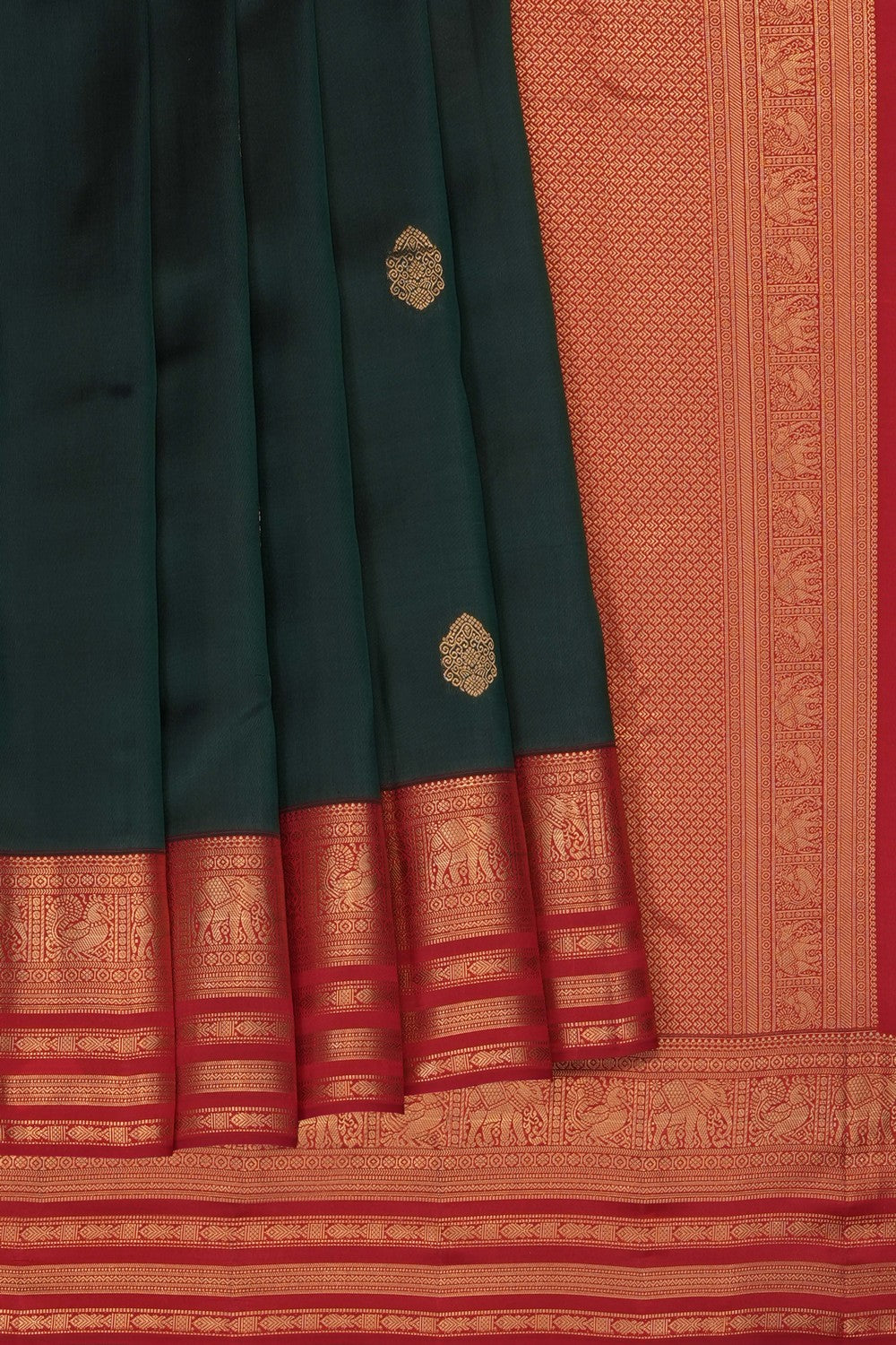 Image of Bottle Green South Silk Saree
