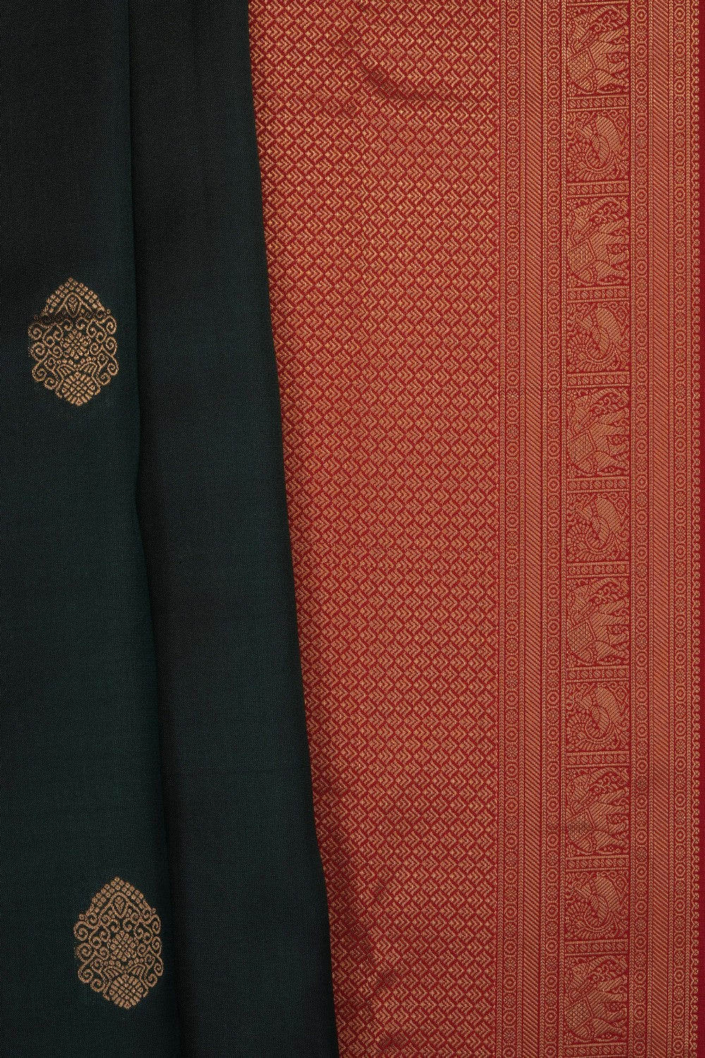 Image of Bottle Green South Silk Saree