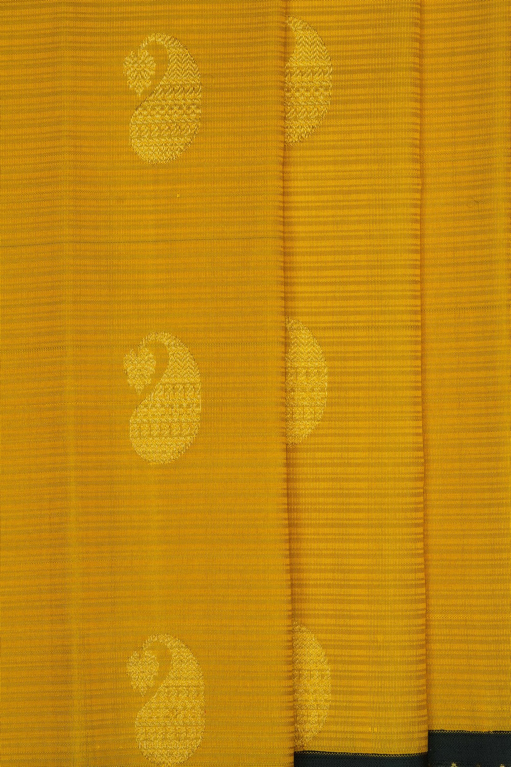 Image of Yellow Gadwal Silk Kattam Saree