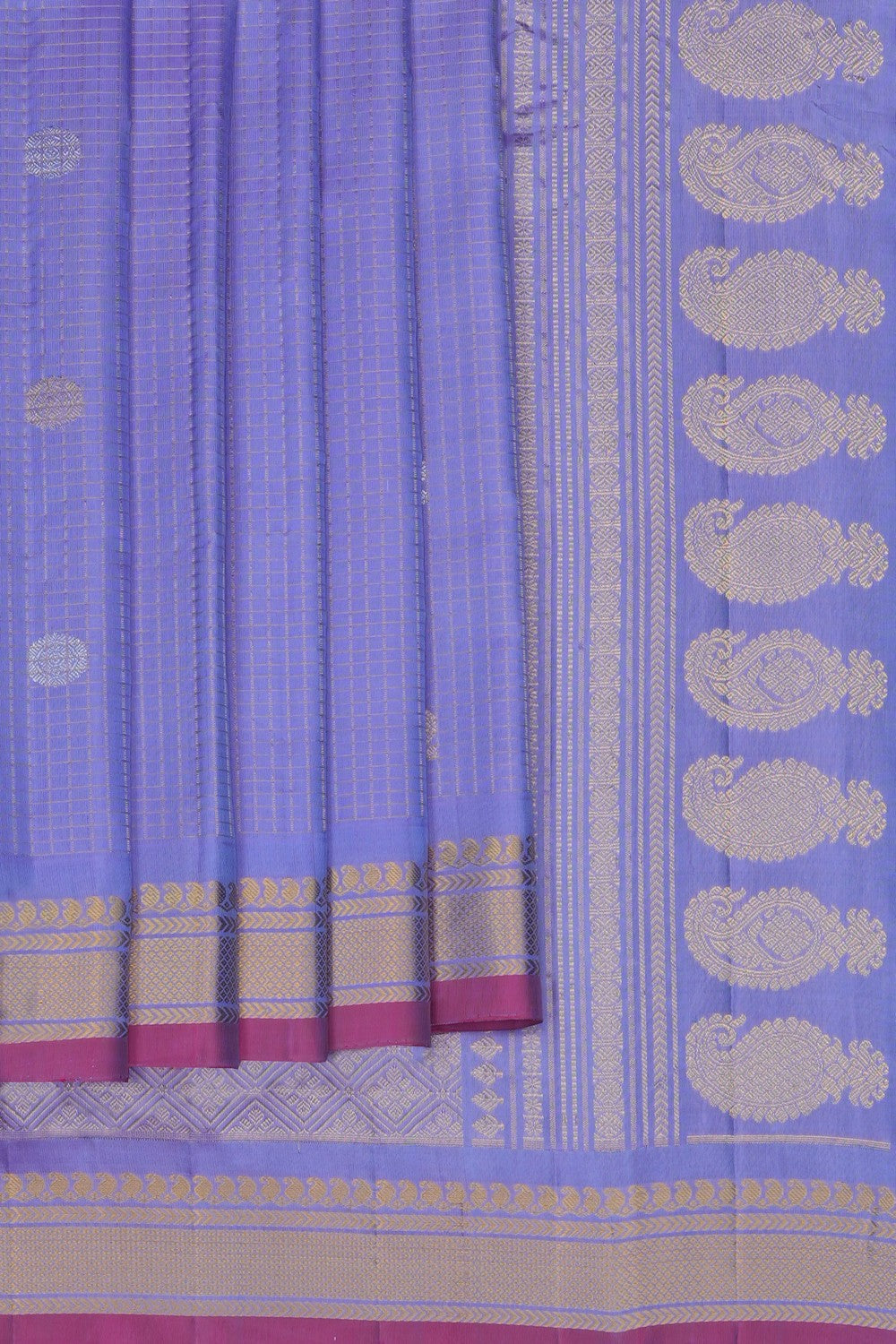 Image of Purple Gadwal Silk Kattam Saree