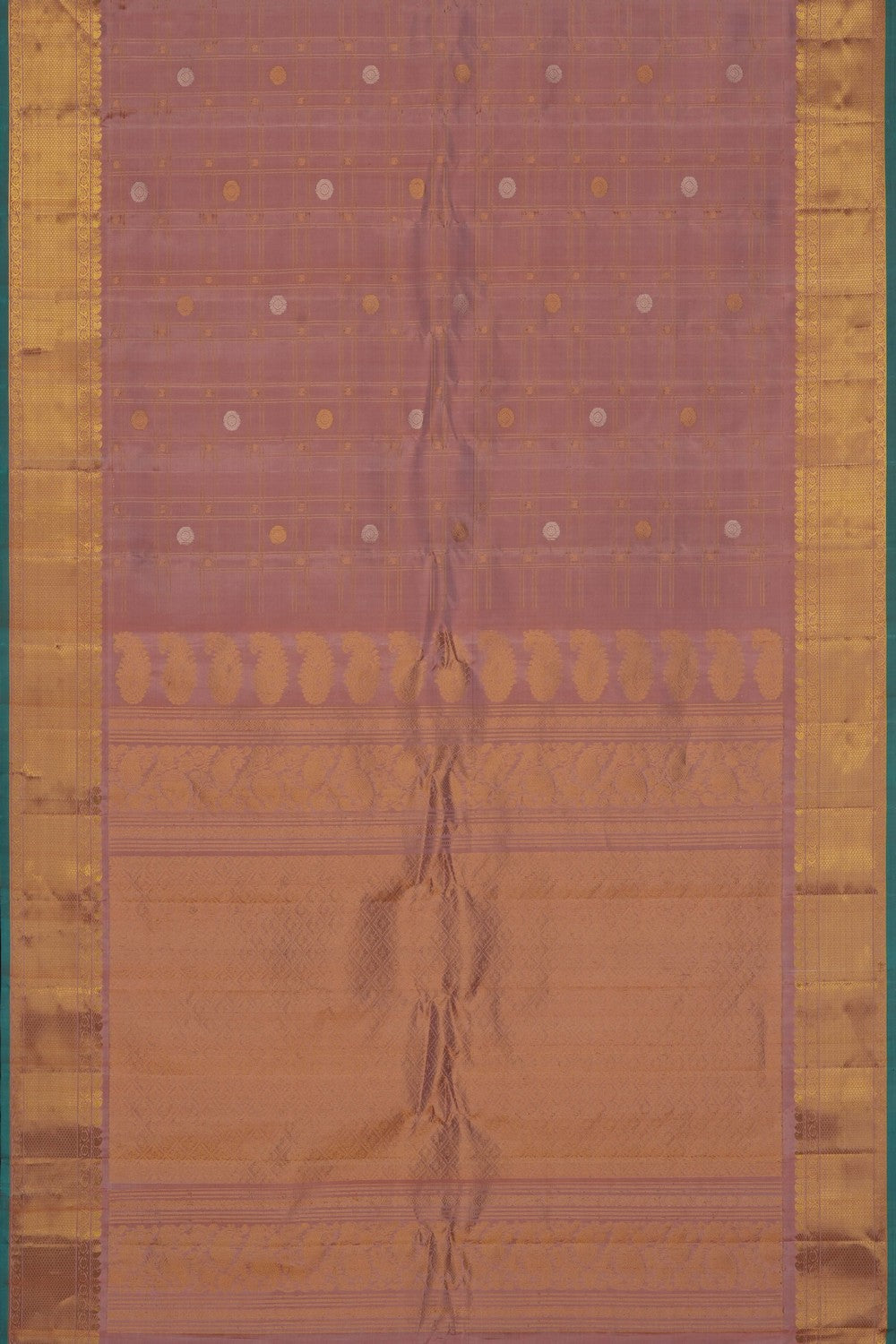 Image of Peach Gadwal Silk Kattam Saree