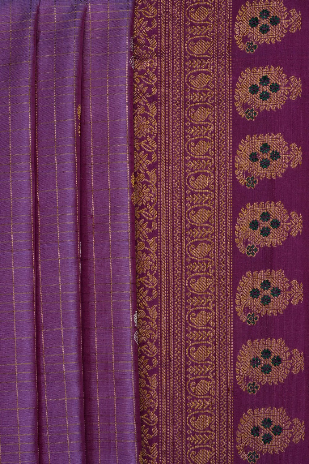 Image of Purple Gadwal Silk Kattam Saree