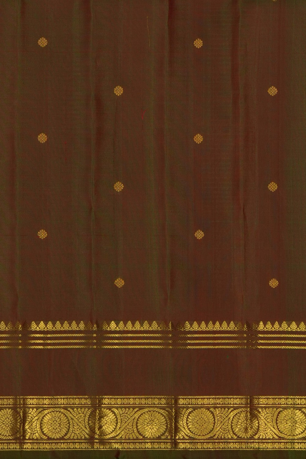 Image of Red Gadwal Silk Kattam Saree