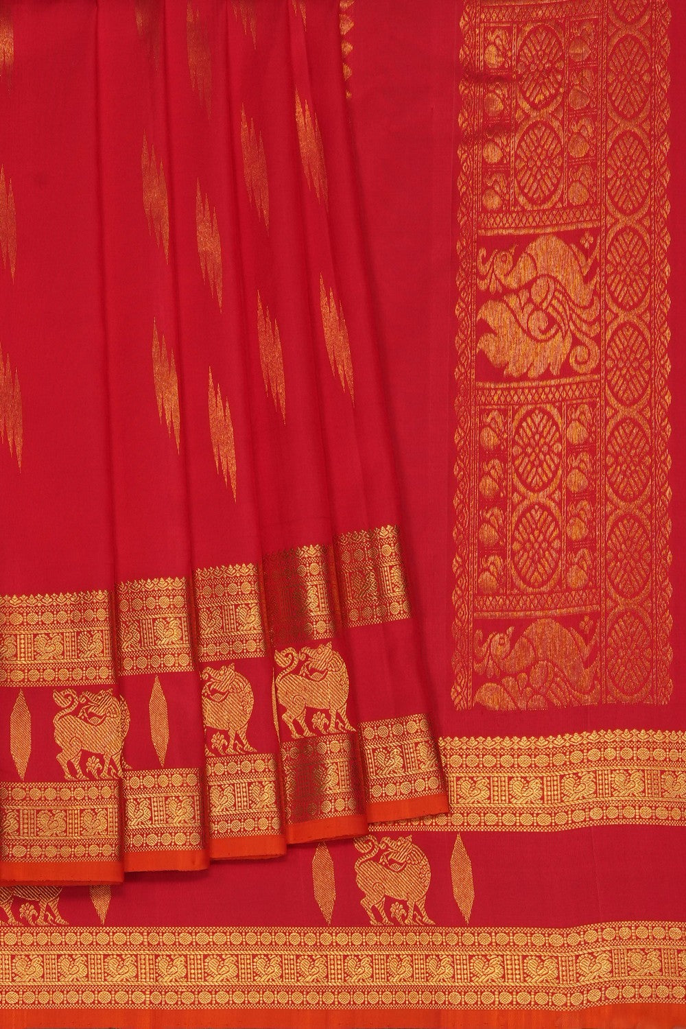 Image of Red Gadwal Silk Saree