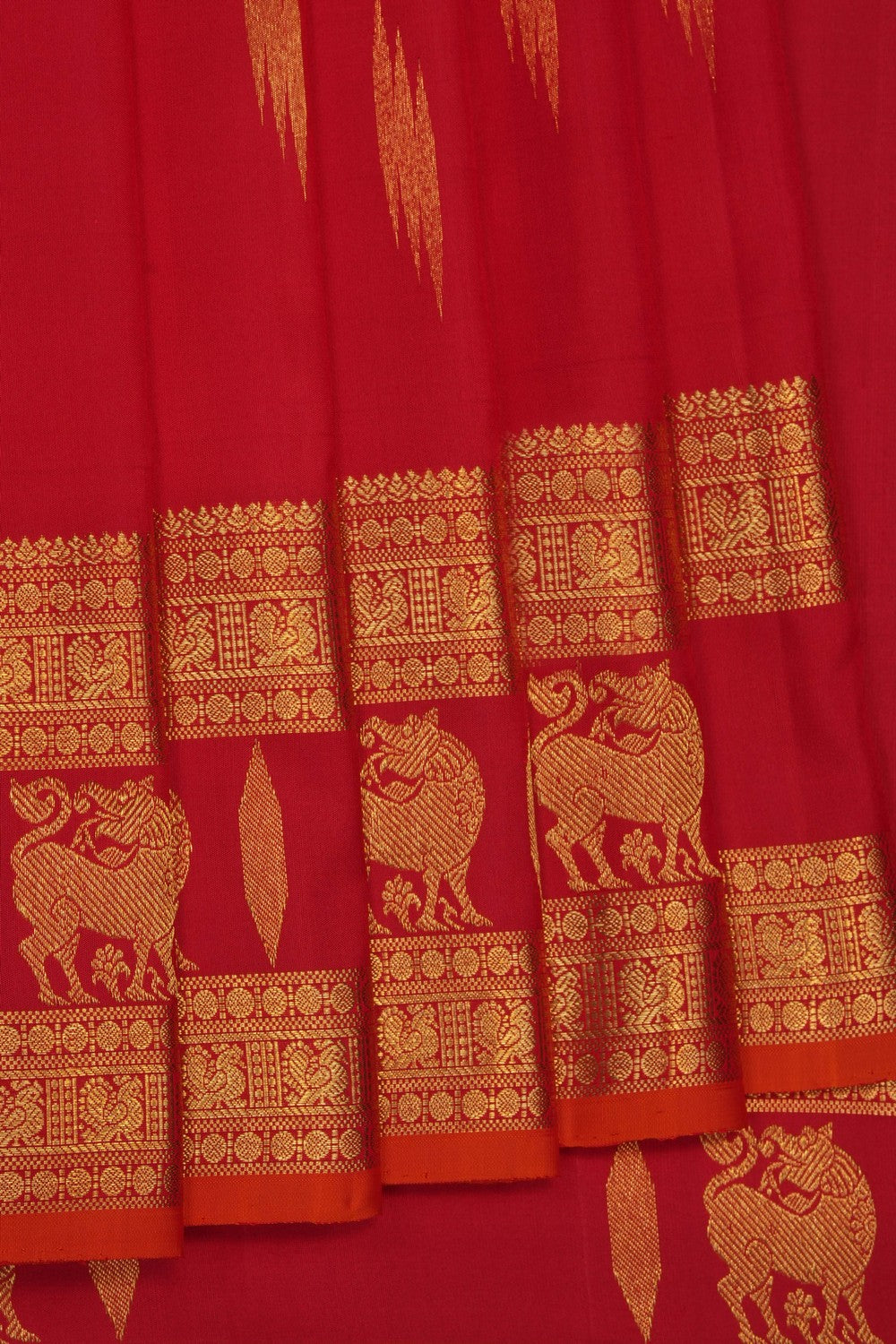 Image of Red Gadwal Silk Saree