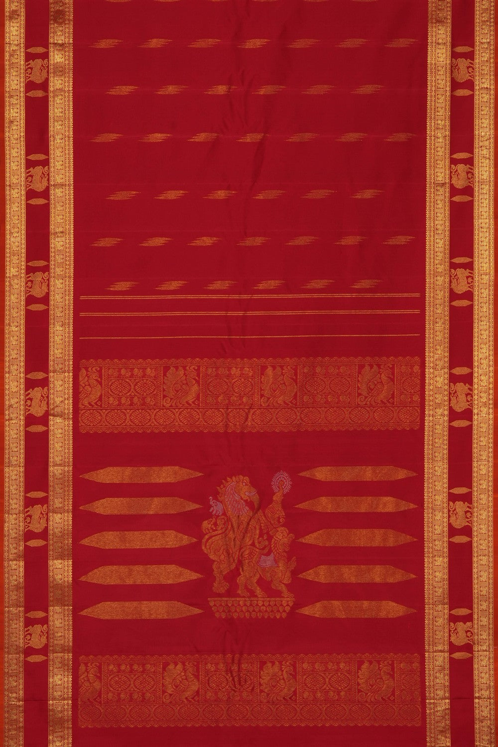 Image of Red Gadwal Silk Saree