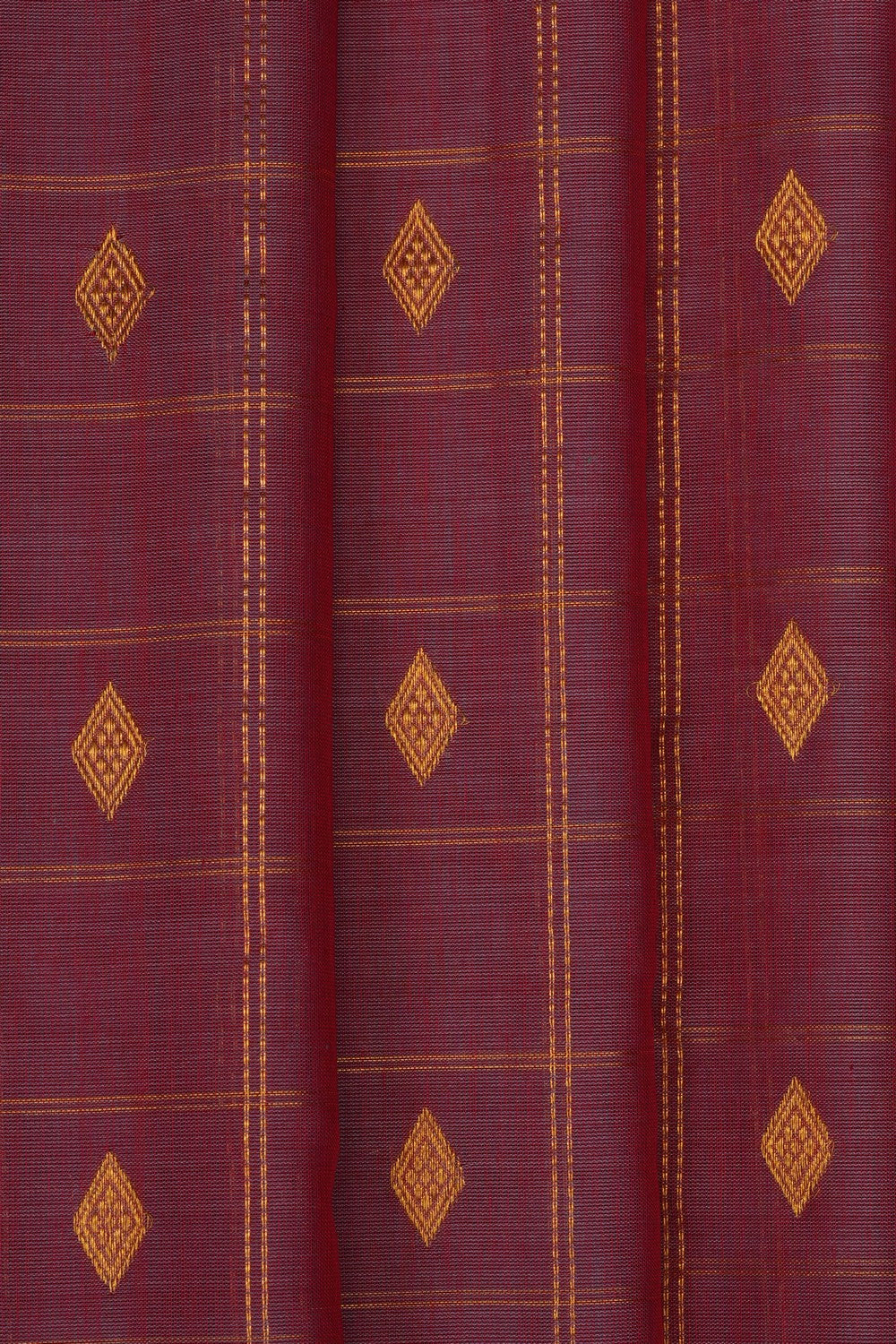 Image of Mauve Gadwal Silk Cotton Kattam Saree