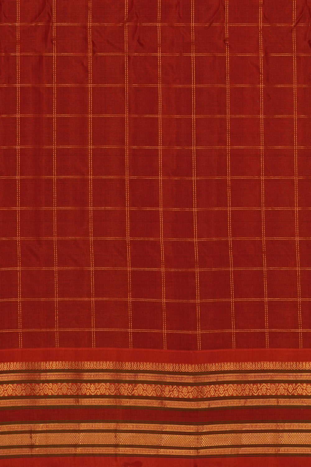 Image of Mauve Gadwal Silk Cotton Kattam Saree