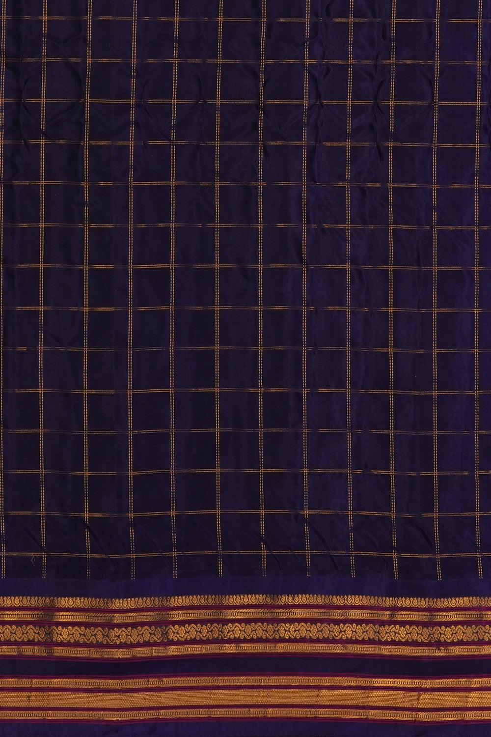 Image of Green Gadwal Silk Cotton Kattam Saree