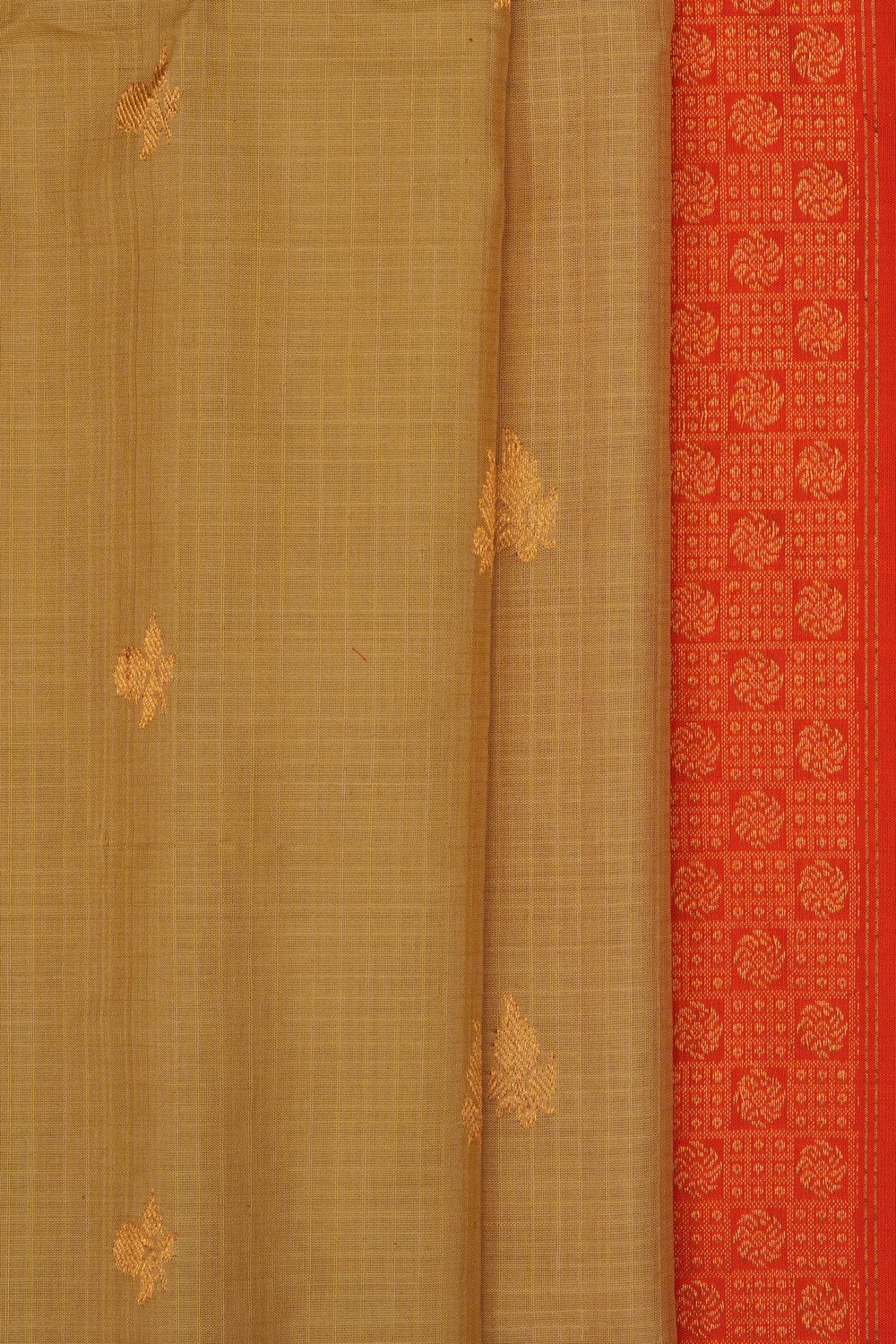Image of Beige Gadwal Silk Cotton Saree