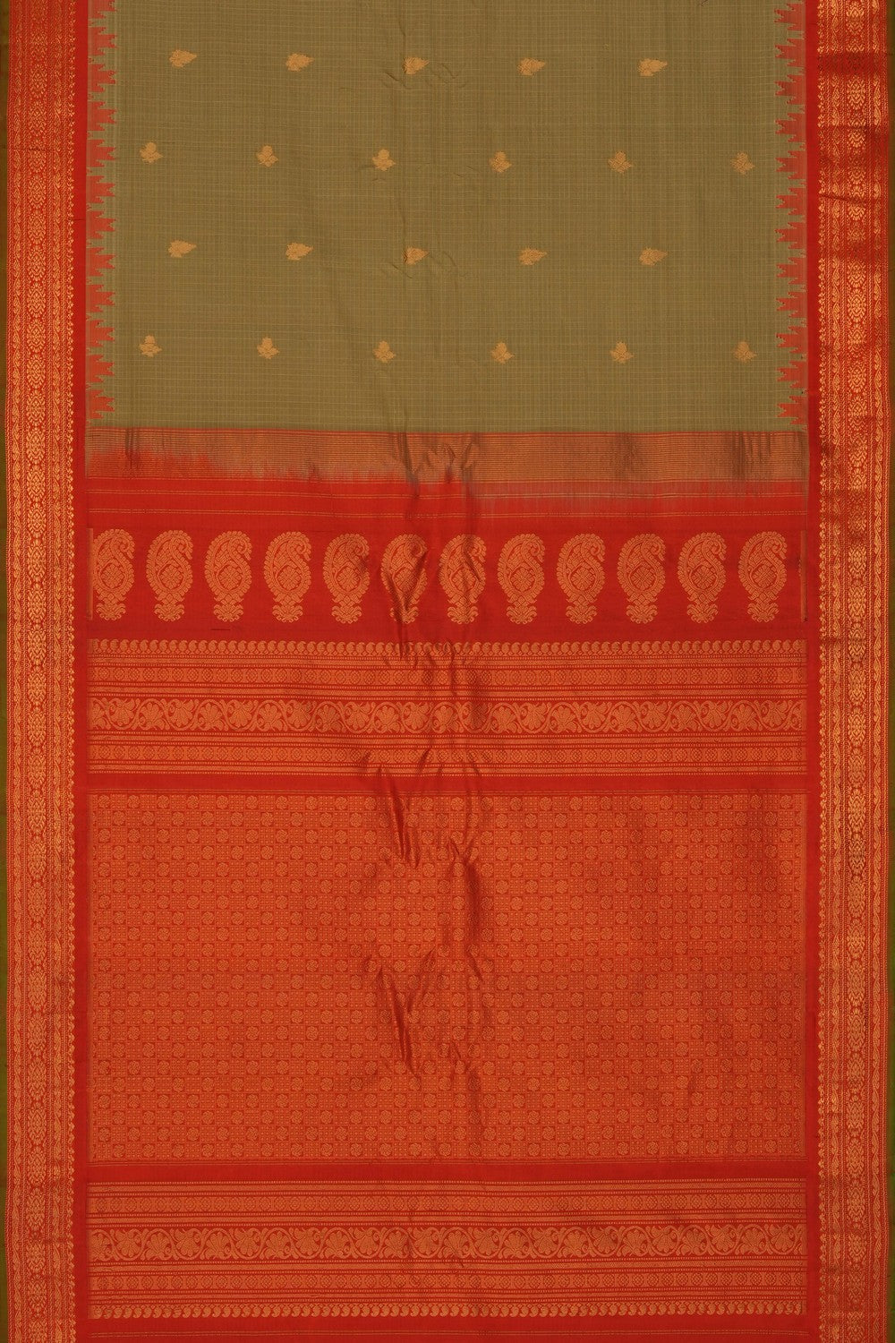 Image of Beige Gadwal Silk Cotton Saree