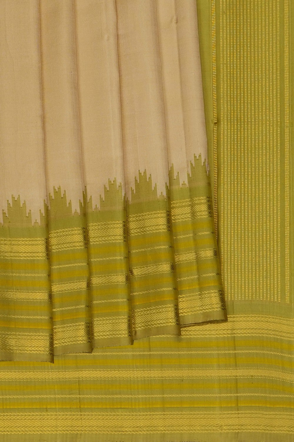 Image of Beige Gadwal Silk Saree