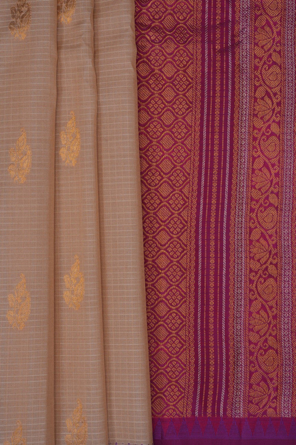 Image of Beige Gadwal Saree