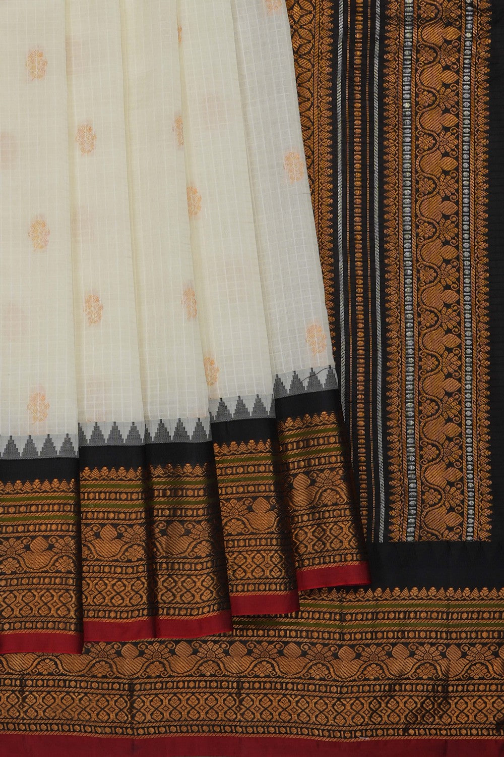 Image of Off-White Gadwal Saree