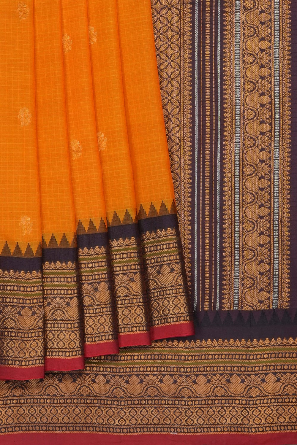 Image of Orange Gadwal Saree