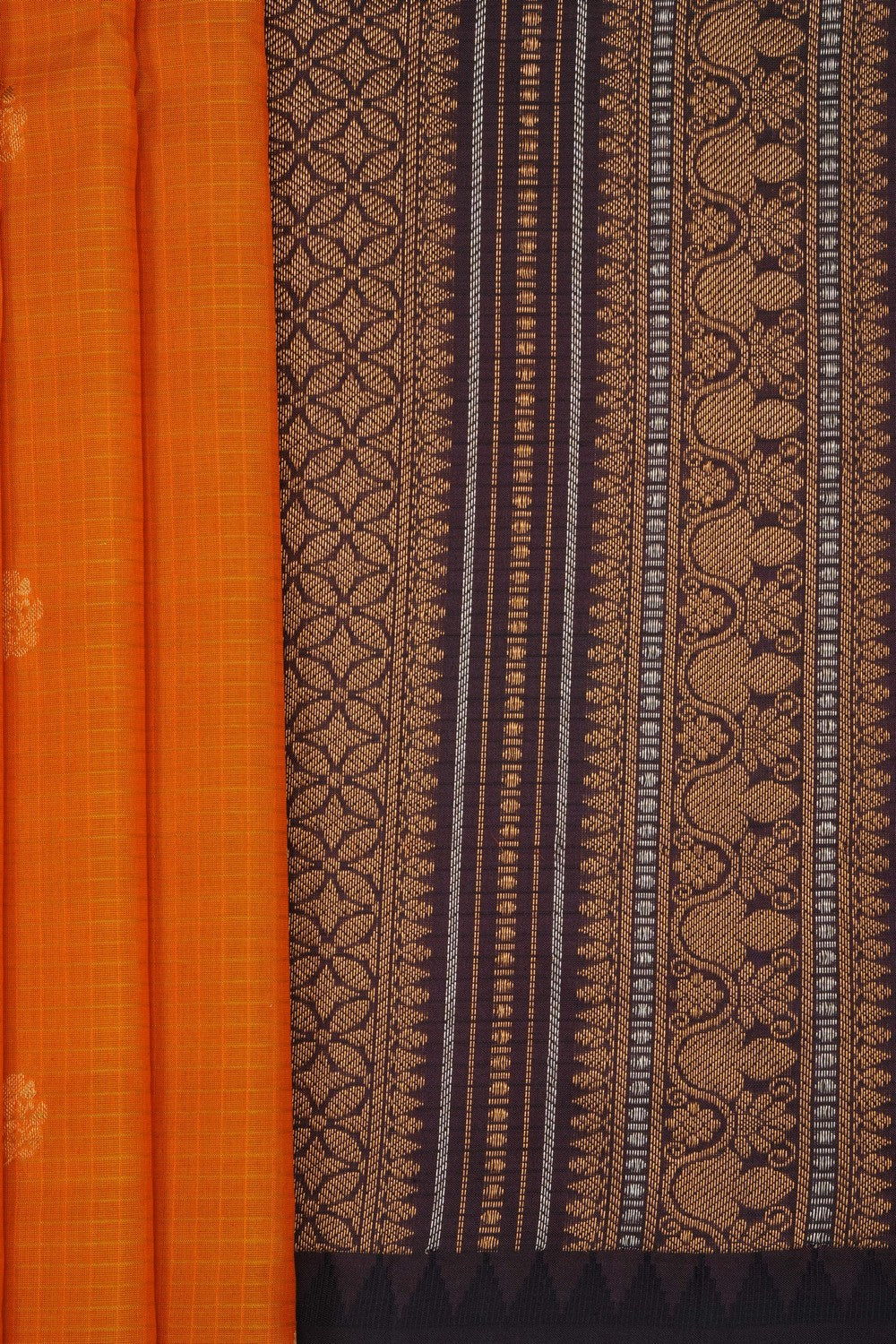 Image of Orange Gadwal Saree