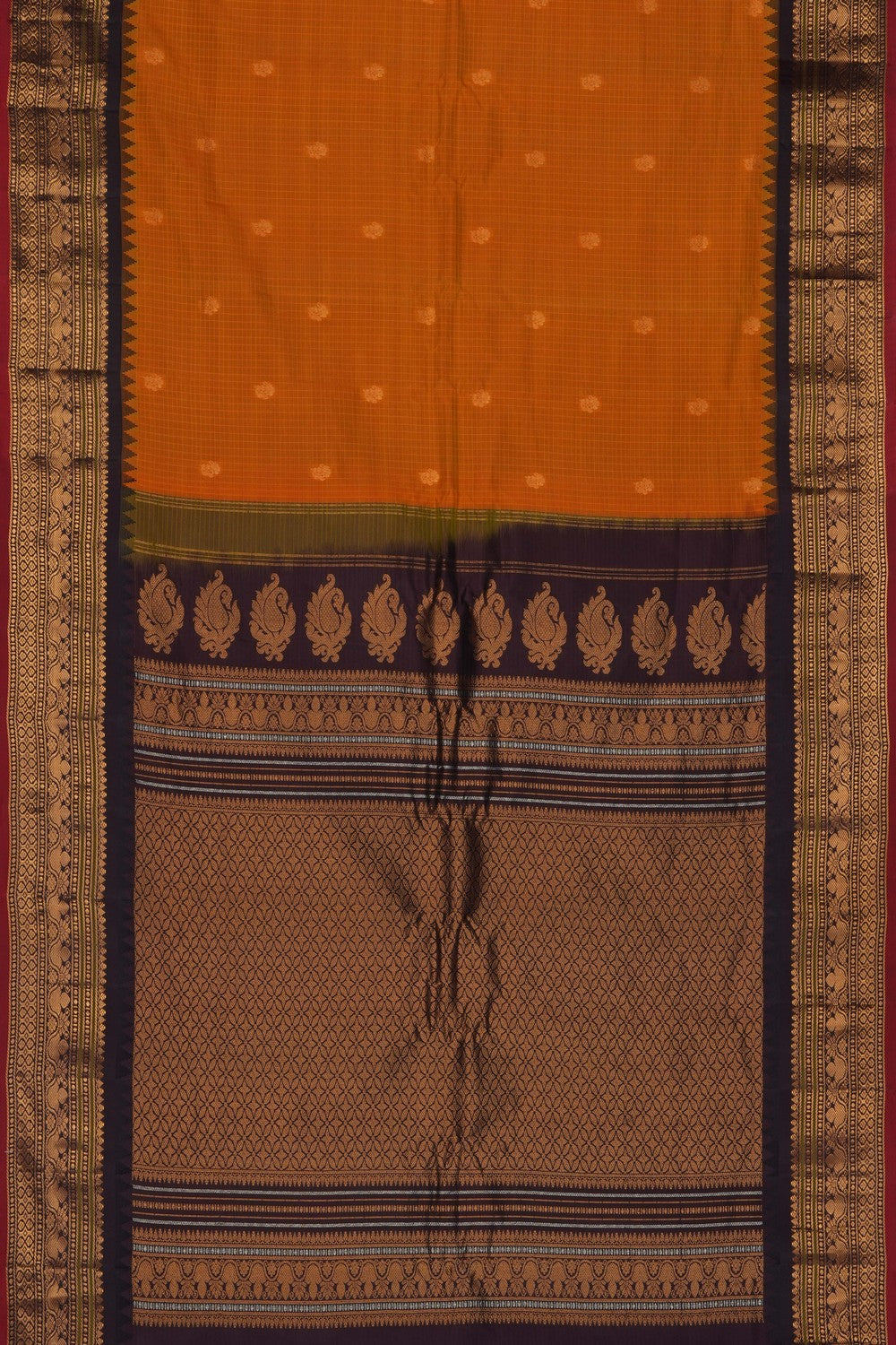 Image of Orange Gadwal Saree