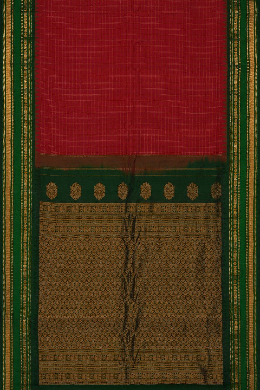 Image of Red Gadwal Silk Saree