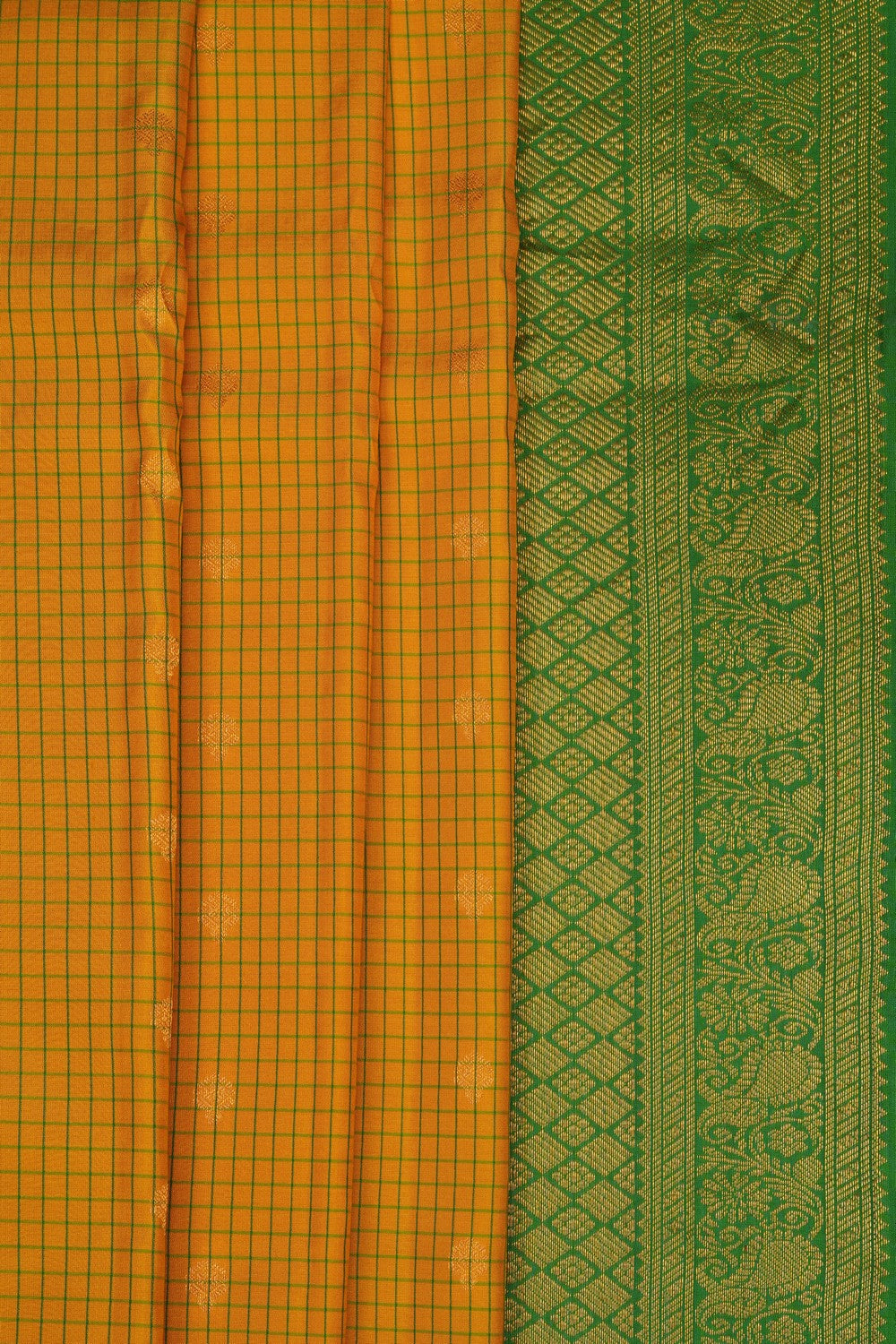 Image of Yellow Gadwal Silk Saree