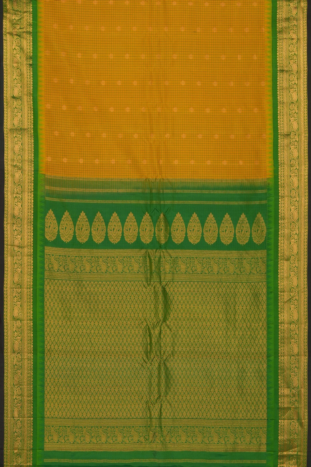Image of Yellow Gadwal Silk Saree
