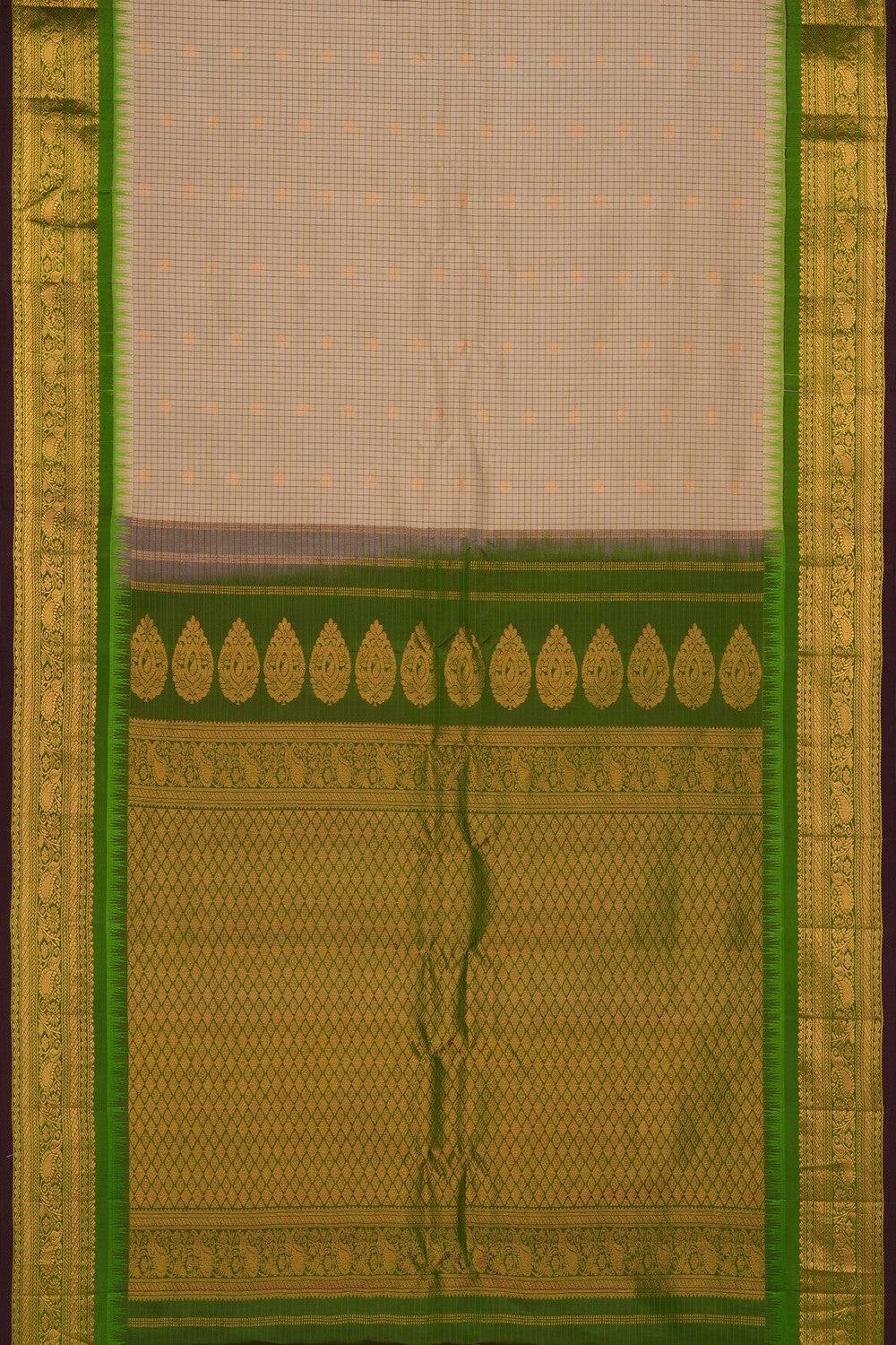 Image of Beige Gadwal Silk Kattam Saree