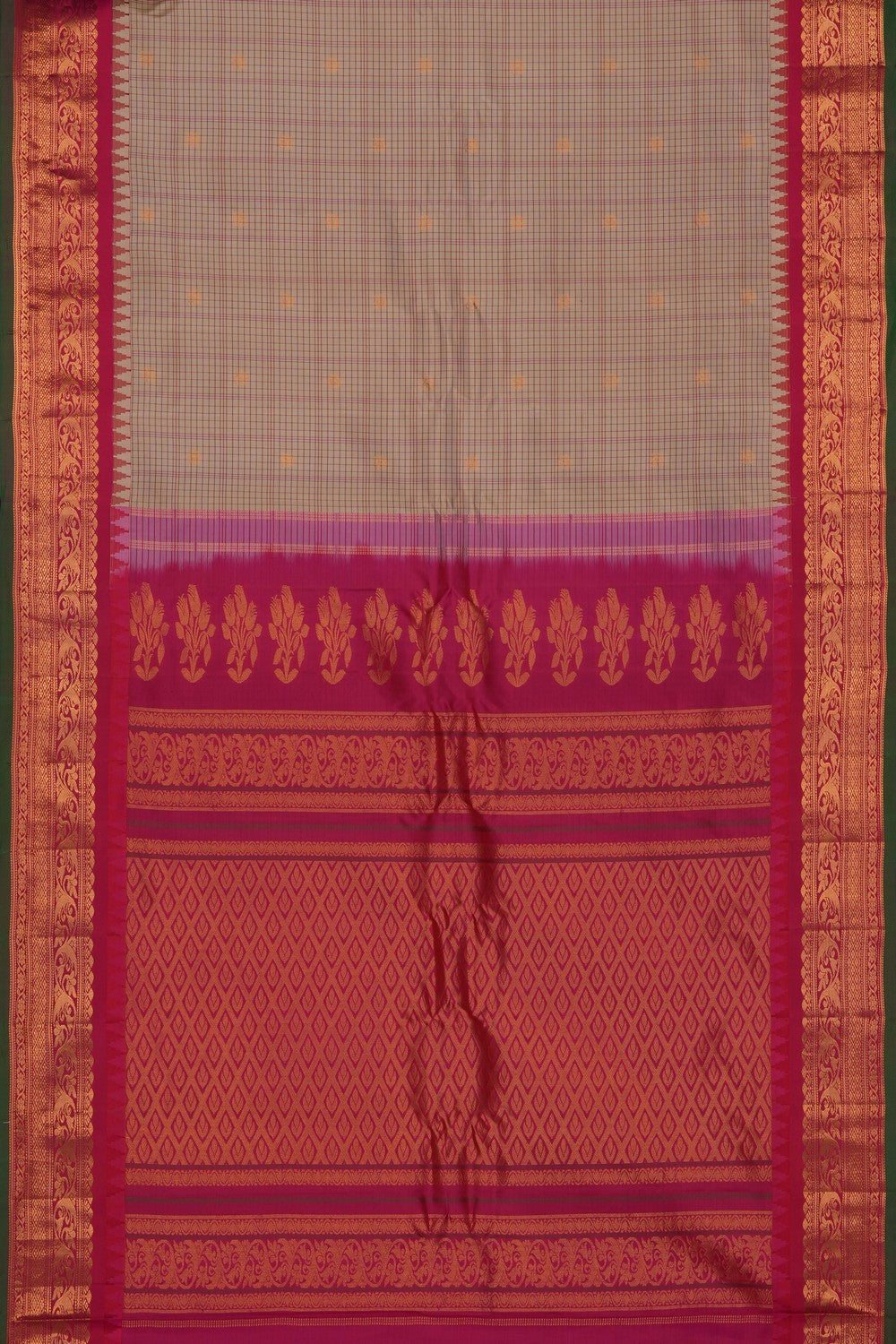 Image of Beige Gadwal Kattam Saree