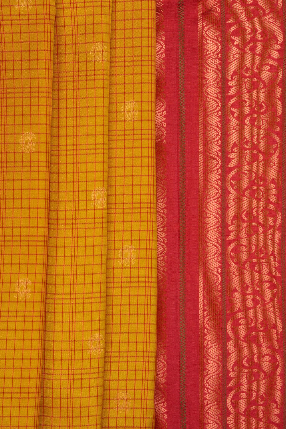 Image of Yellow Gadwal Silk Saree