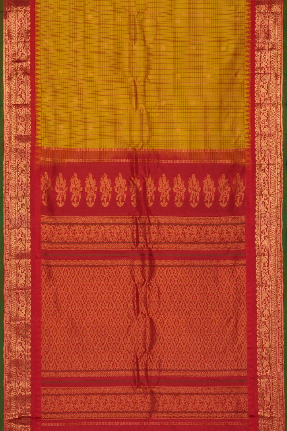 Image of Yellow Gadwal Silk Saree