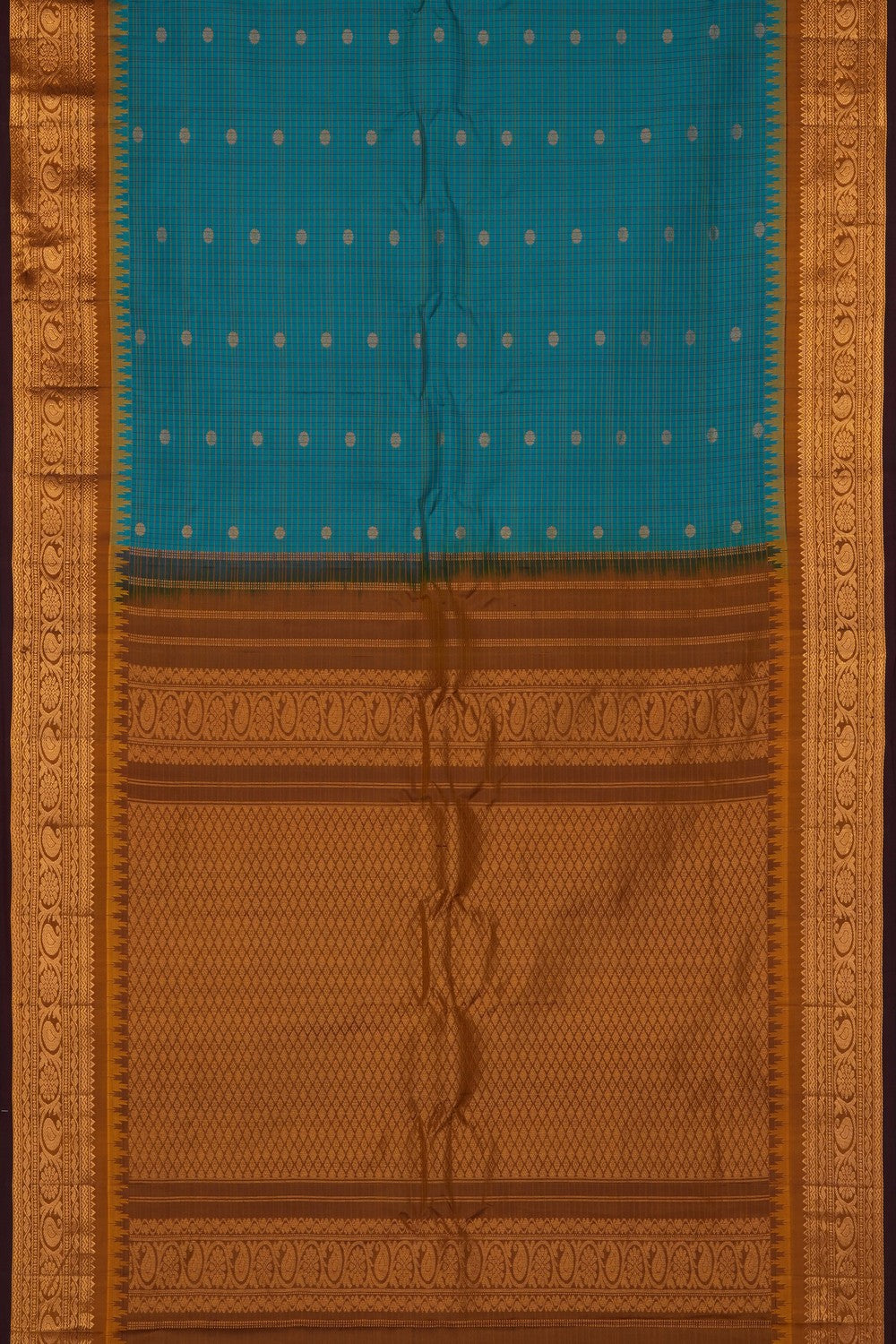 Image of Blue Gadwal Silk Kattam Saree