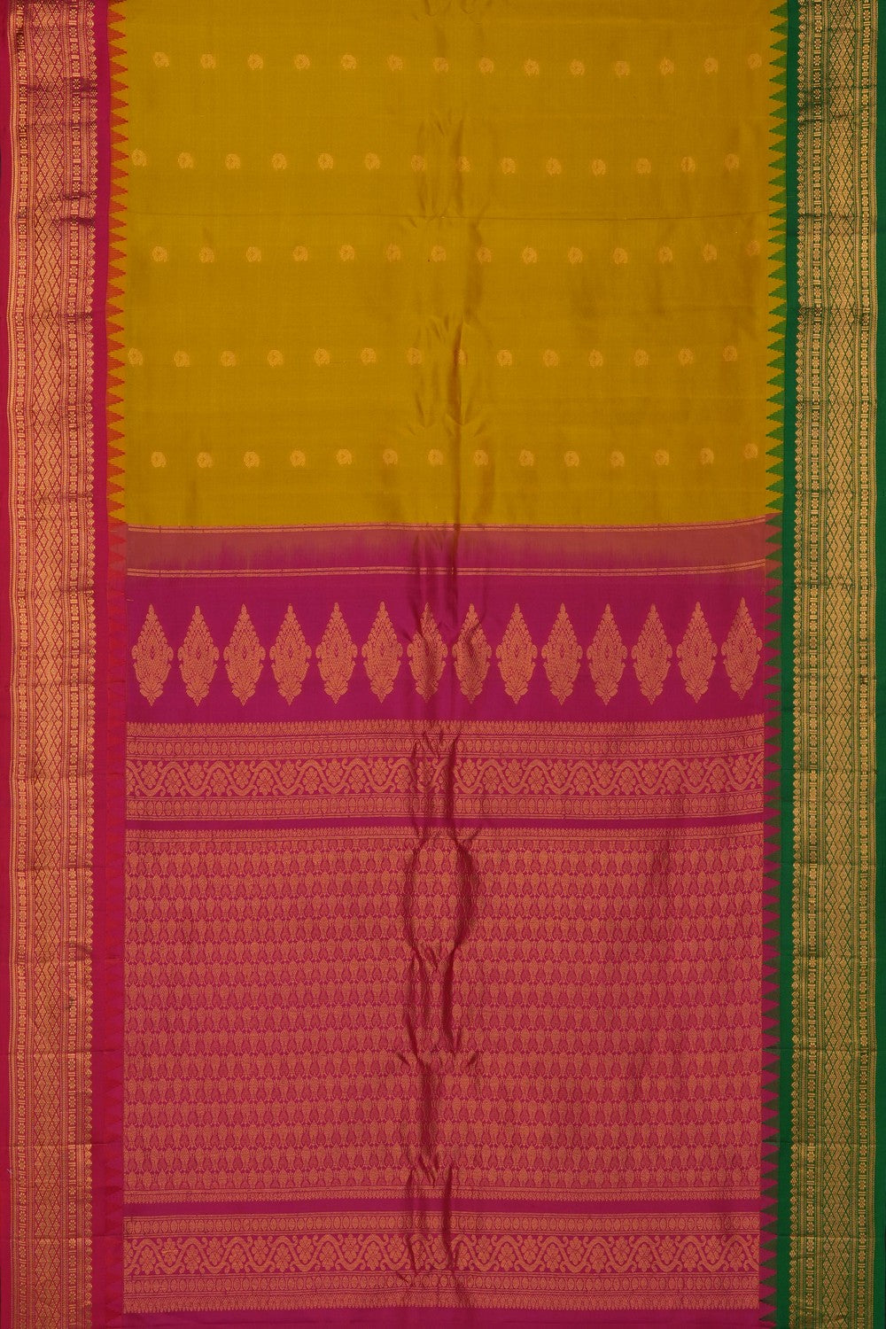 Image of Yellow Gadwal Silk Saree