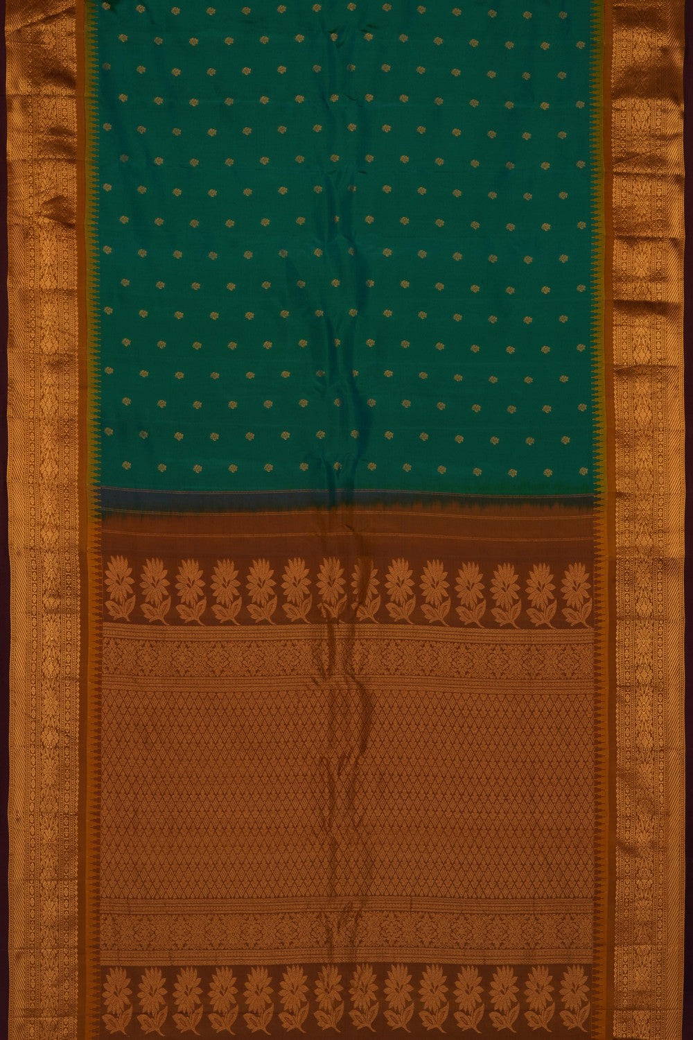 Image of Green Gadwal Silk Saree