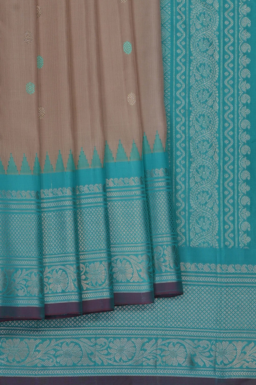 Image of Beige Gadwal Silk Saree