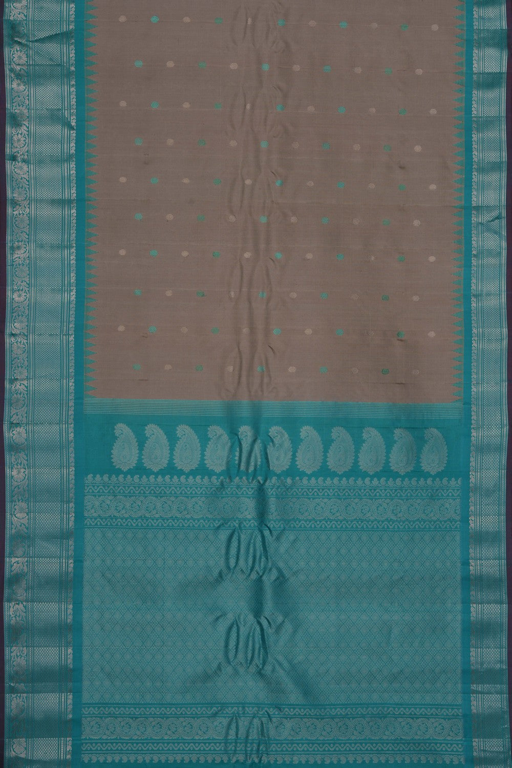 Image of Beige Gadwal Silk Saree